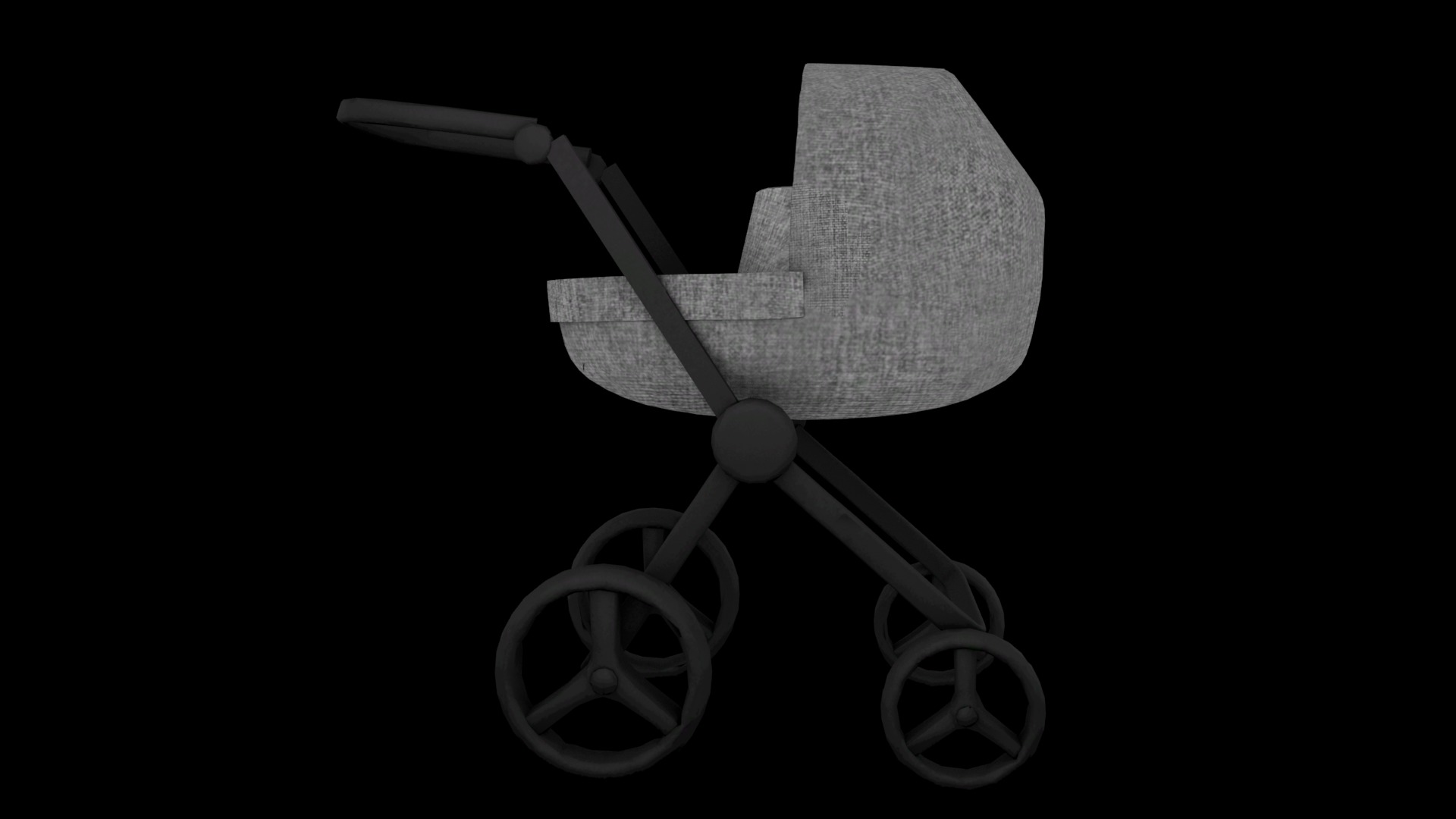 baby stroller Low-poly 3D model_4