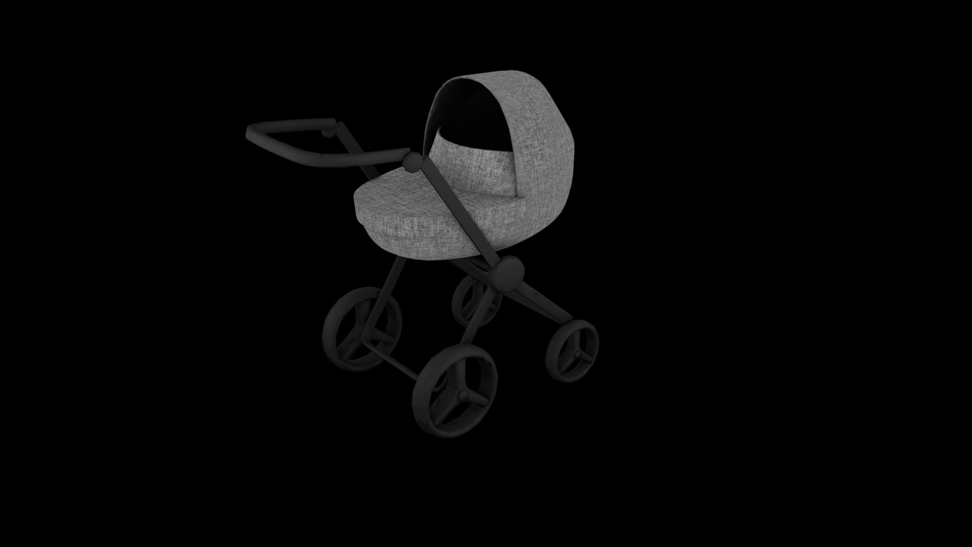 baby stroller Low-poly 3D model_2