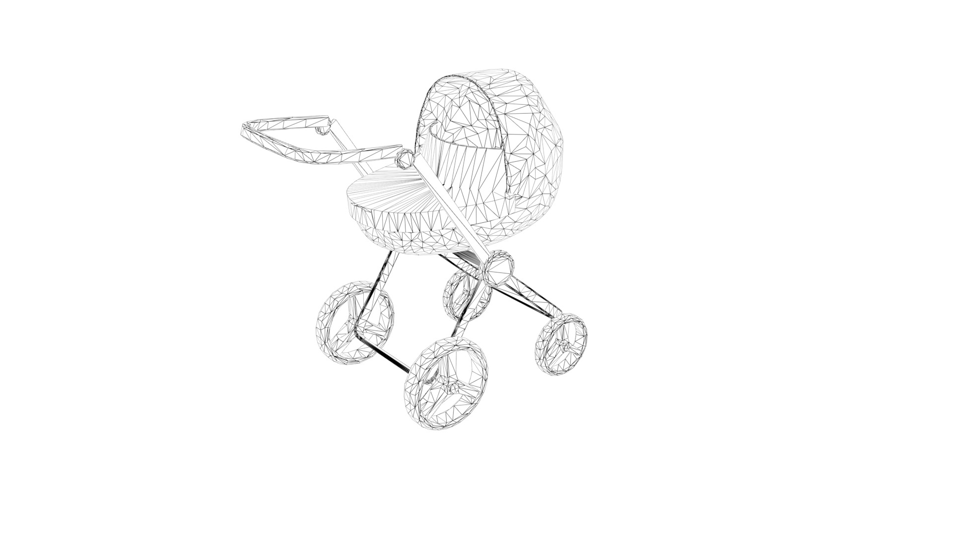 baby stroller Low-poly 3D model_10