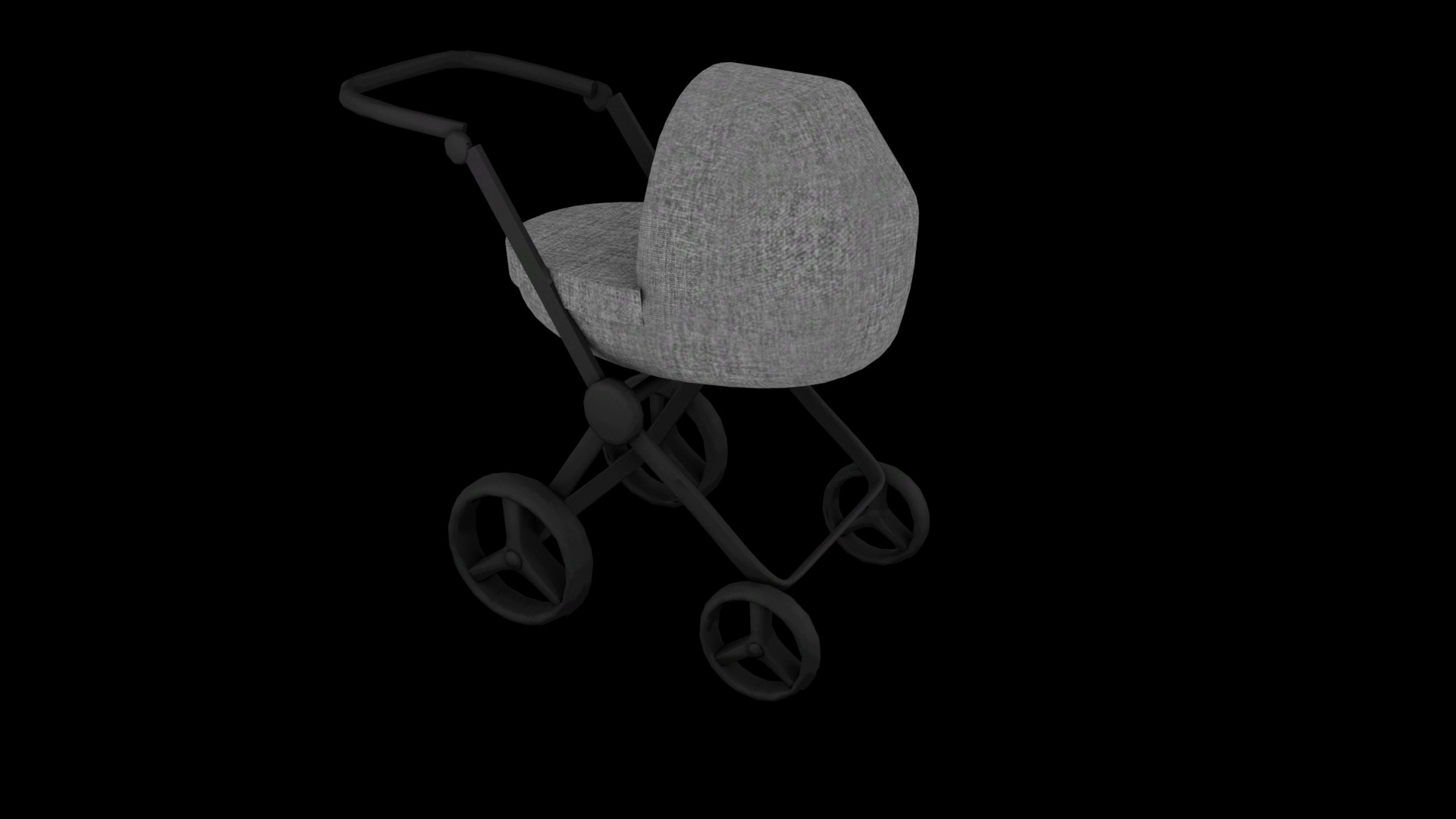 baby stroller Low-poly 3D model_5
