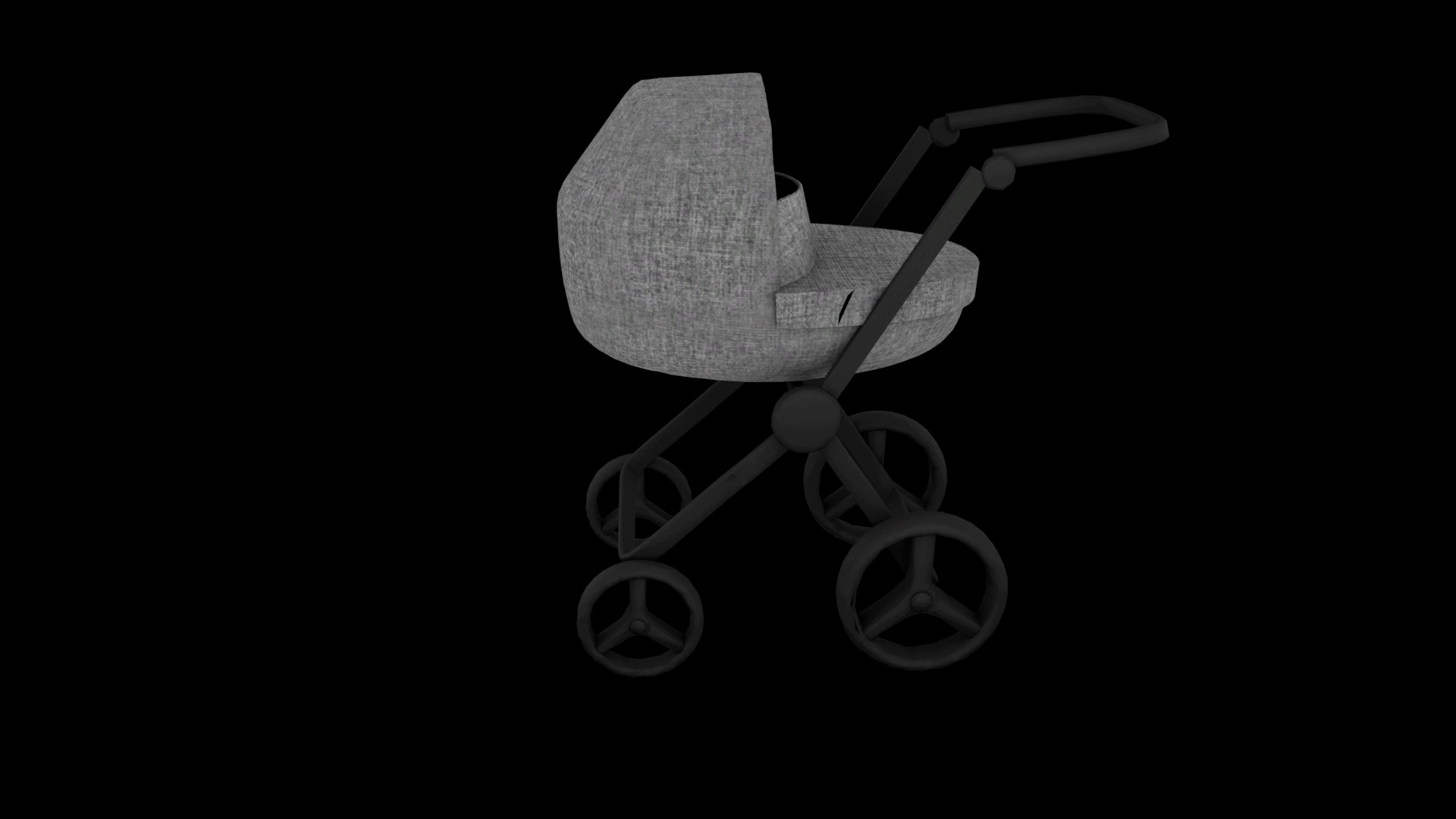 baby stroller Low-poly 3D model_6