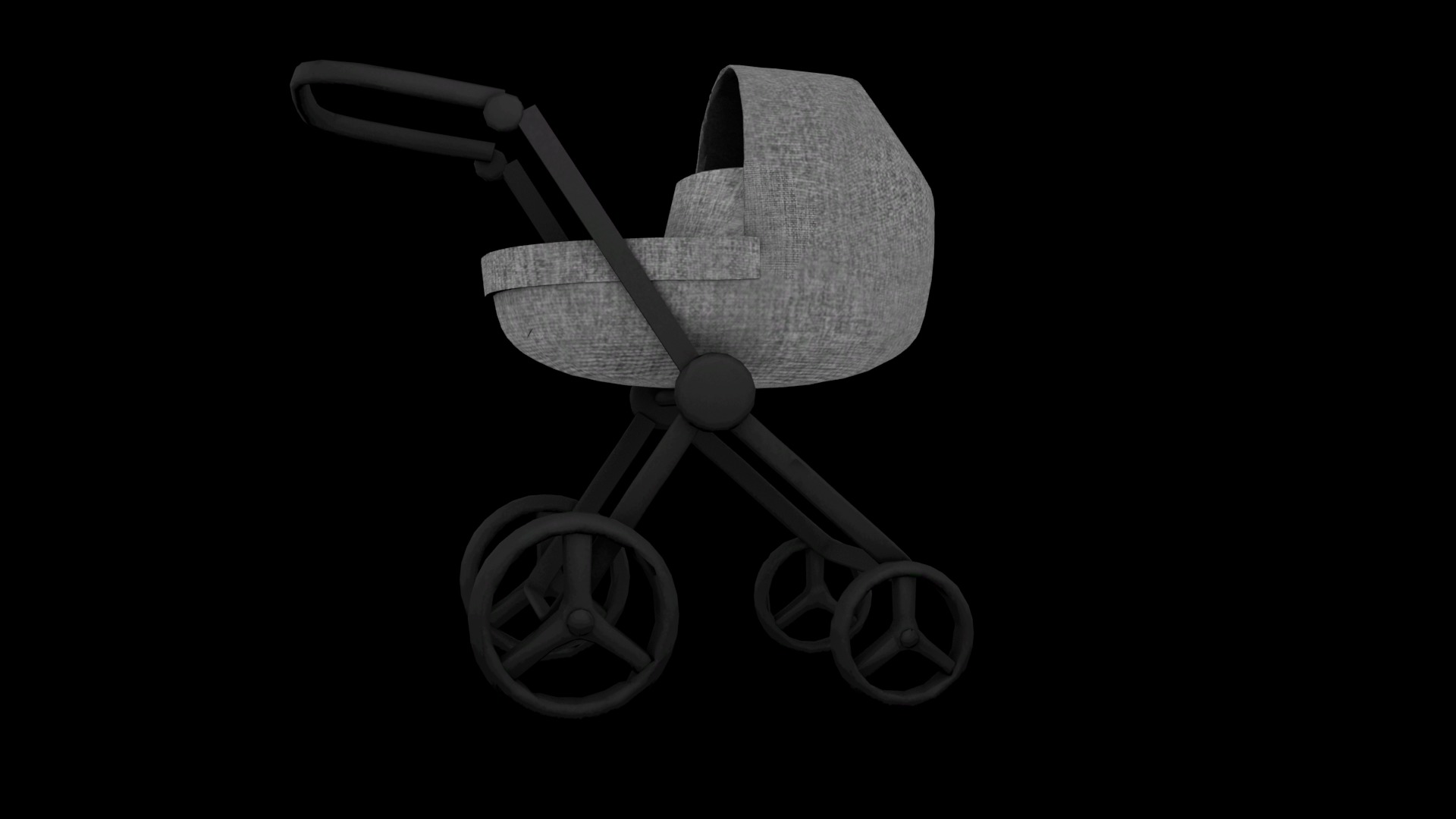 baby stroller Low-poly 3D model_3