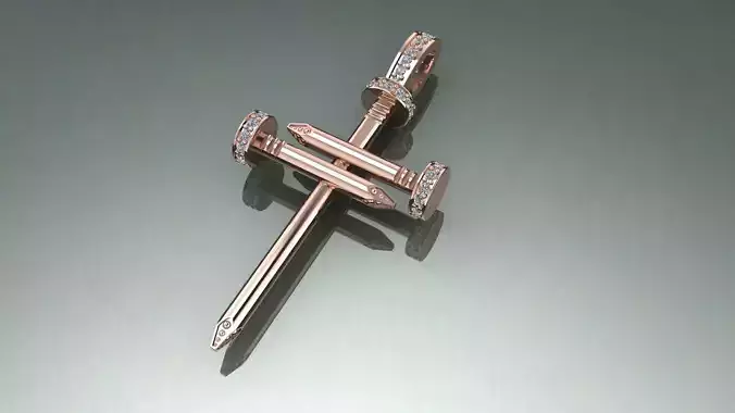 Cross NAIL Pendant with the stones 3d print model
