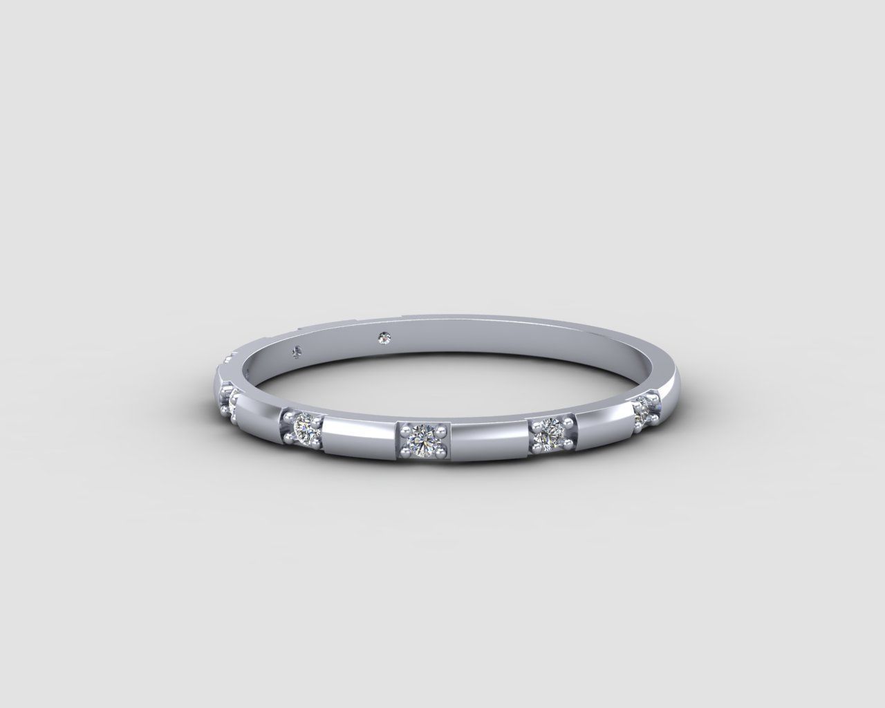 light weight Minimal diamond ring in all sizes 136-MW 3D print model_20
