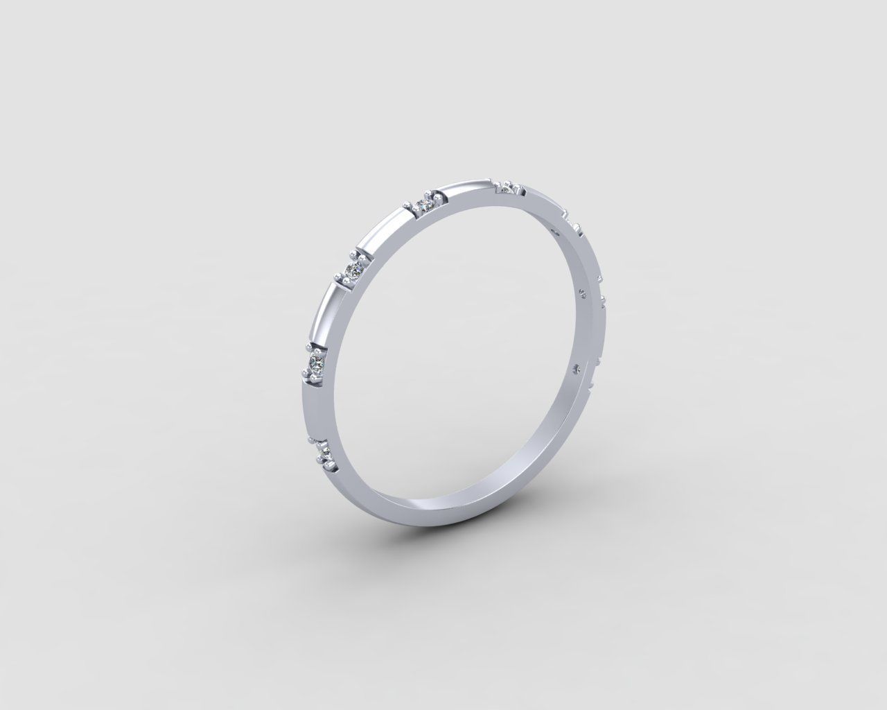 light weight Minimal diamond ring in all sizes 136-MW 3D print model_17