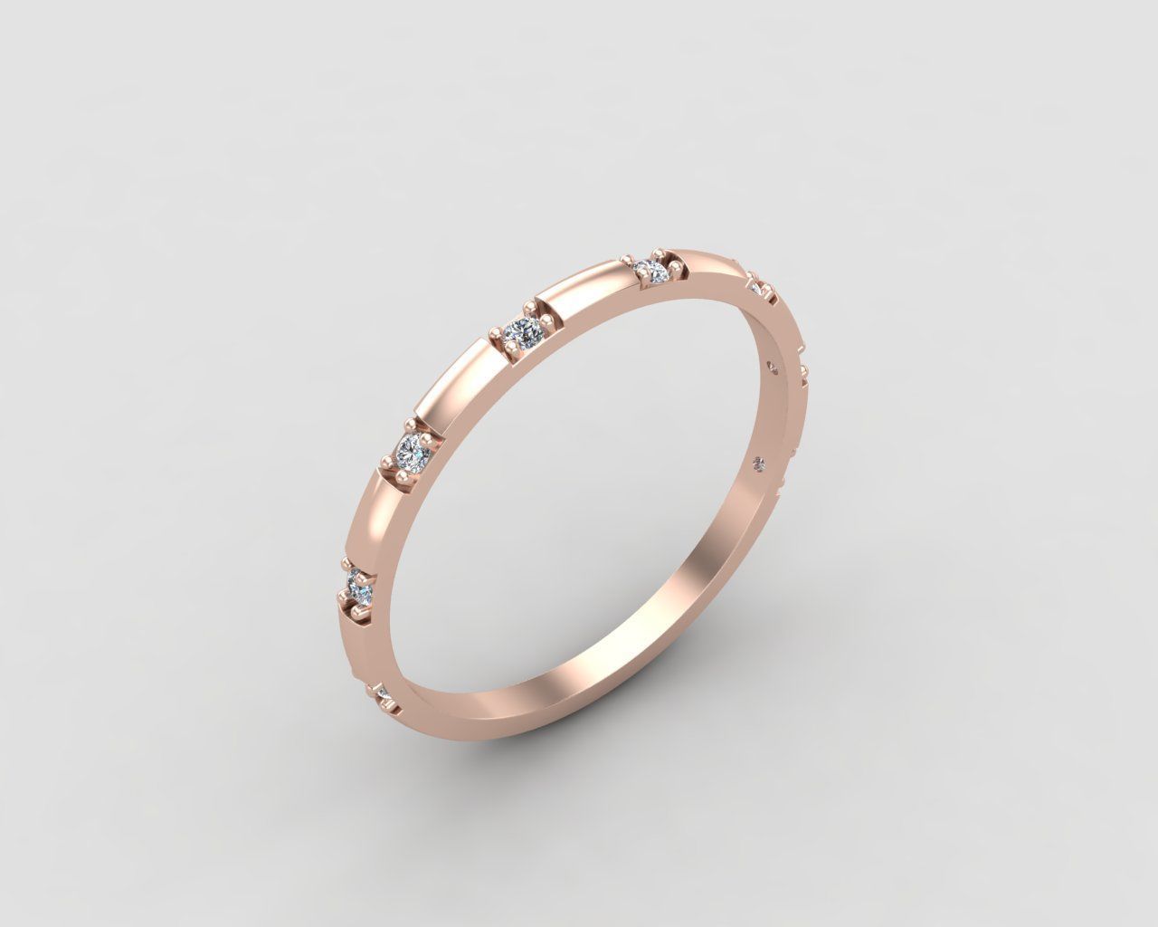light weight Minimal diamond ring in all sizes 136-MW 3D print model_4