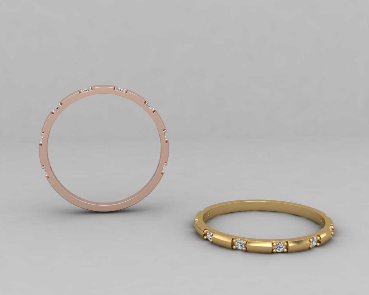 light weight Minimal diamond ring in all sizes 136-MW 3D print model_2
