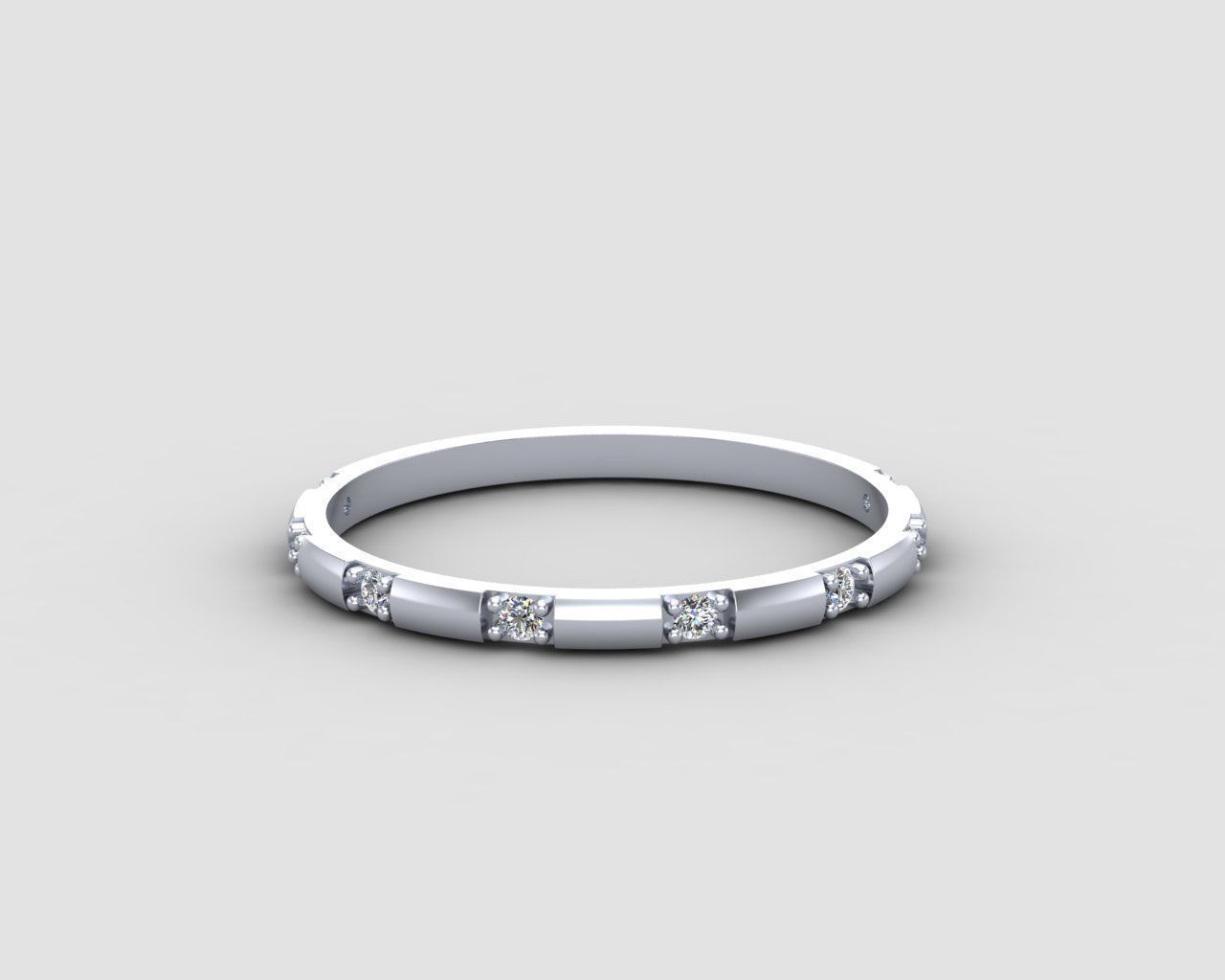 light weight Minimal diamond ring in all sizes 136-MW 3D print model_13