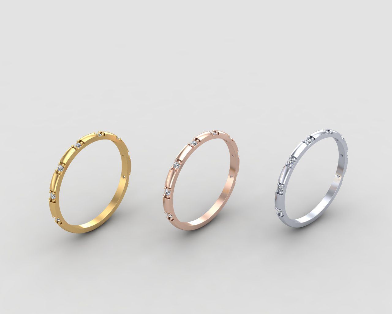 light weight Minimal diamond ring in all sizes 136-MW 3D print model_11