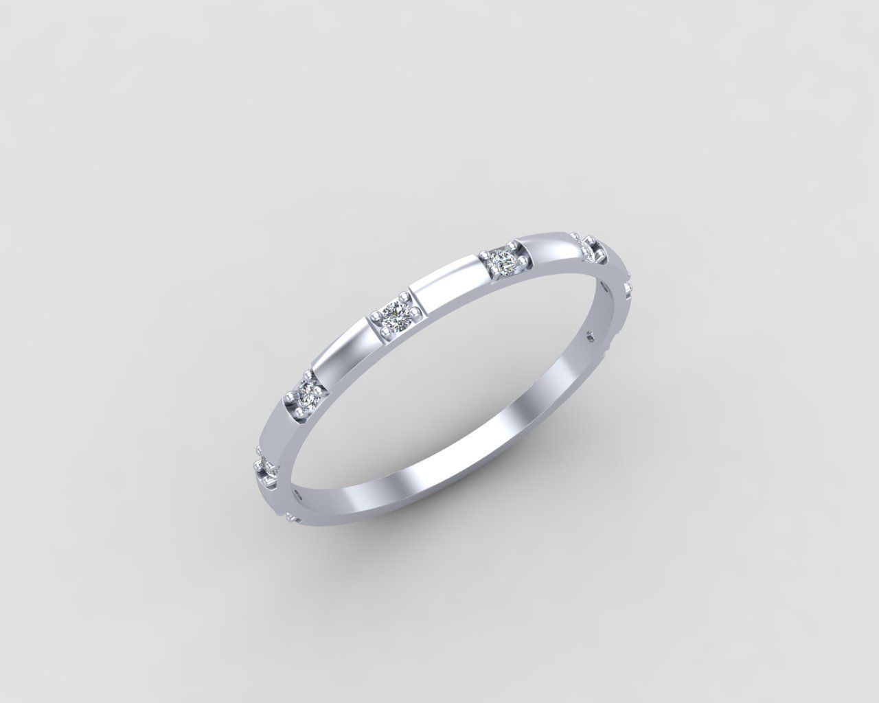 light weight Minimal diamond ring in all sizes 136-MW 3D print model_18