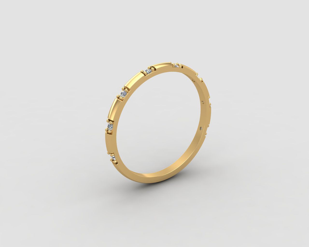 light weight Minimal diamond ring in all sizes 136-MW 3D print model_24
