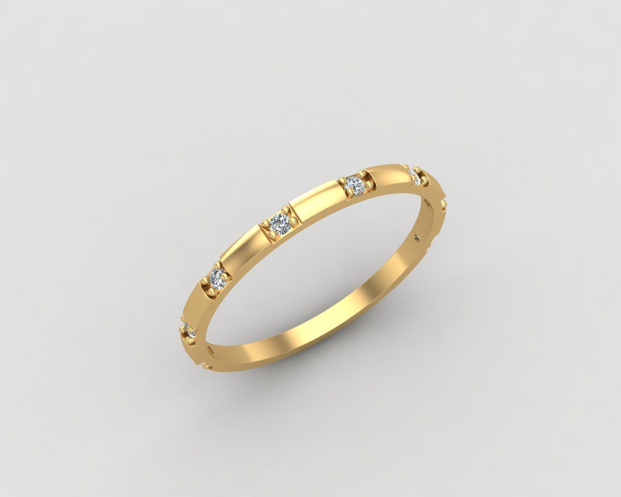 light weight Minimal diamond ring in all sizes 136-MW 3D print model_25