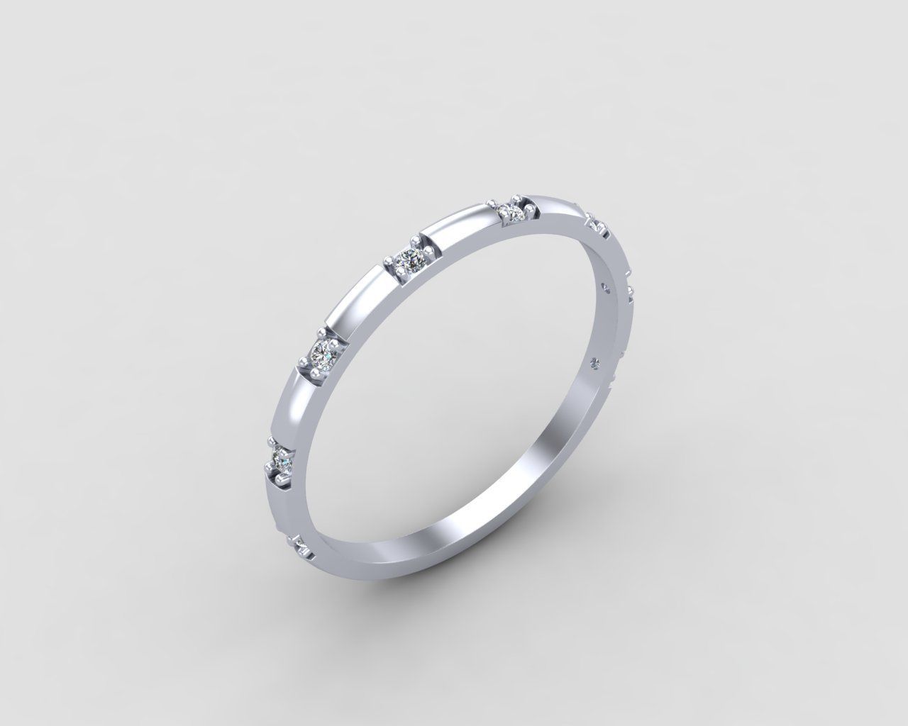 light weight Minimal diamond ring in all sizes 136-MW 3D print model_16