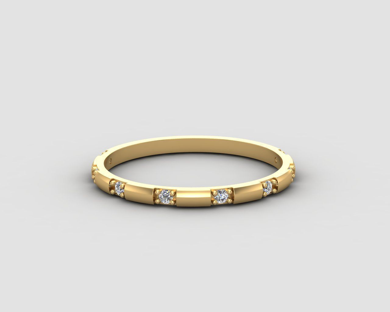 light weight Minimal diamond ring in all sizes 136-MW 3D print model_27