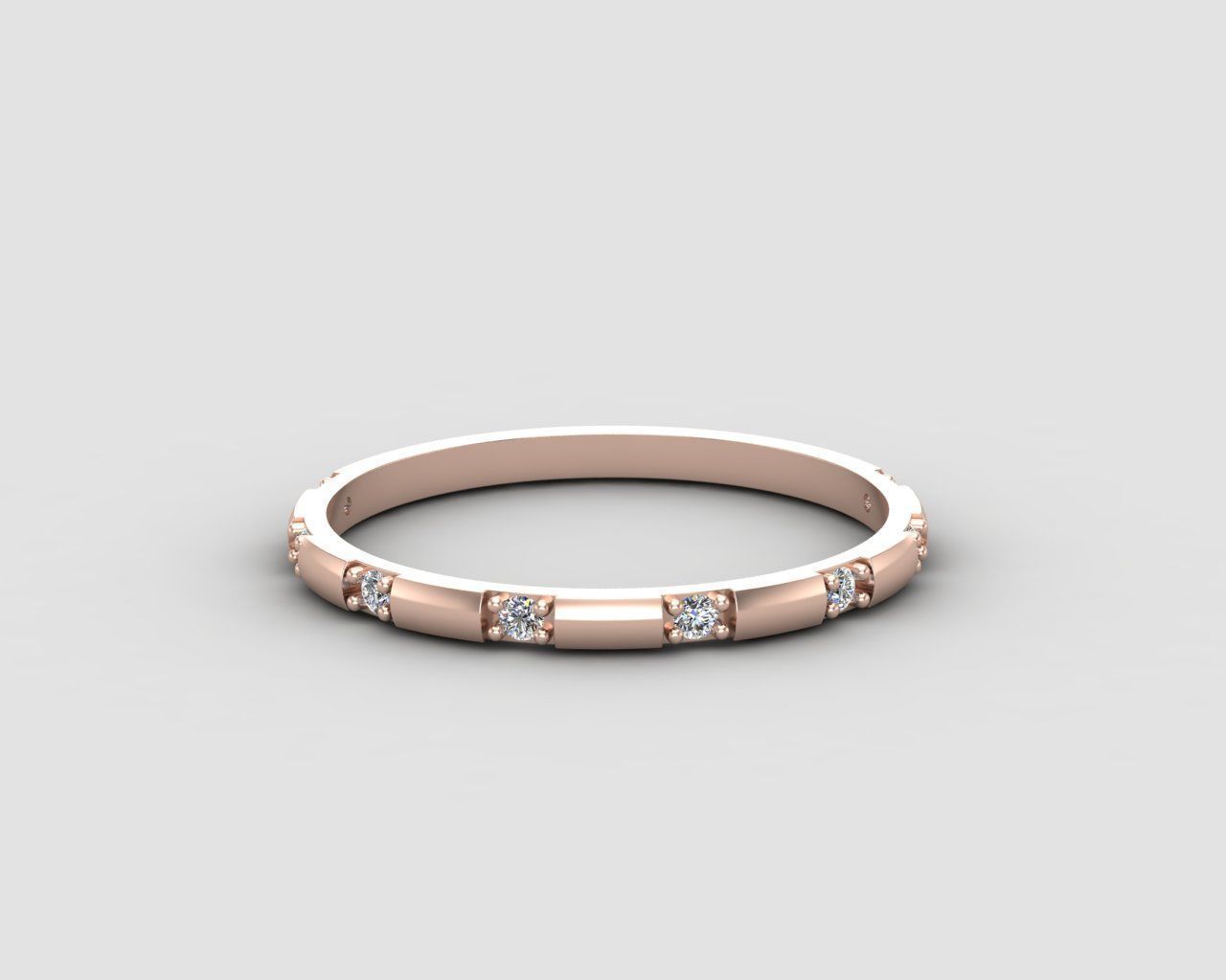 light weight Minimal diamond ring in all sizes 136-MW 3D print model_7