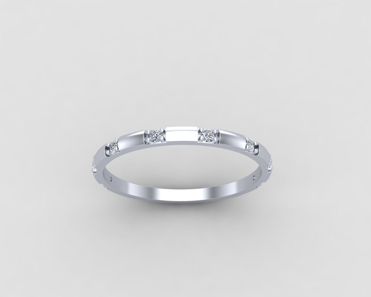 light weight Minimal diamond ring in all sizes 136-MW 3D print model_19