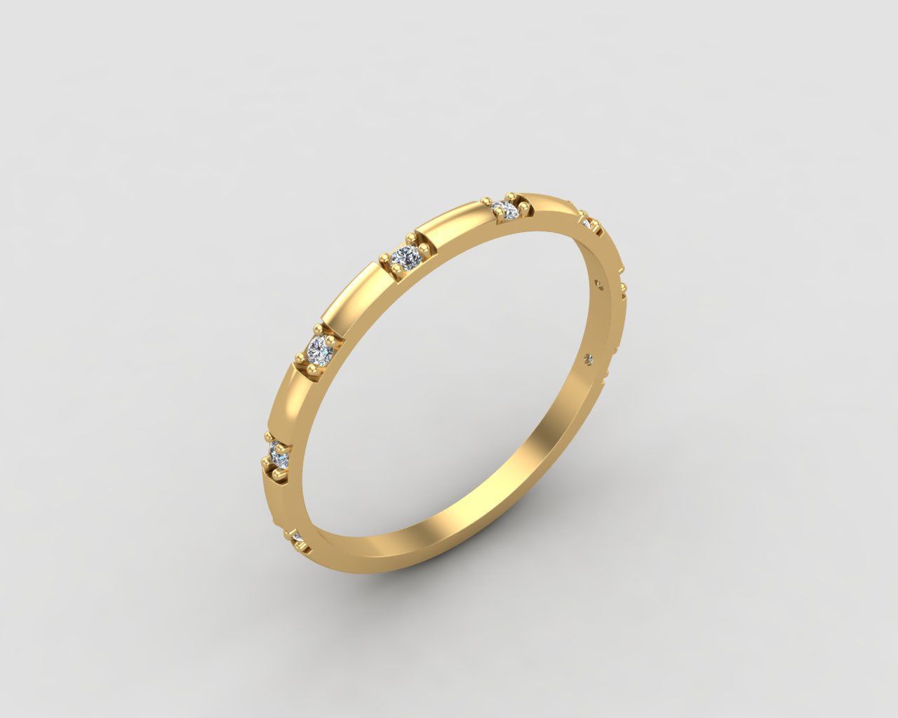 light weight Minimal diamond ring in all sizes 136-MW 3D print model_23