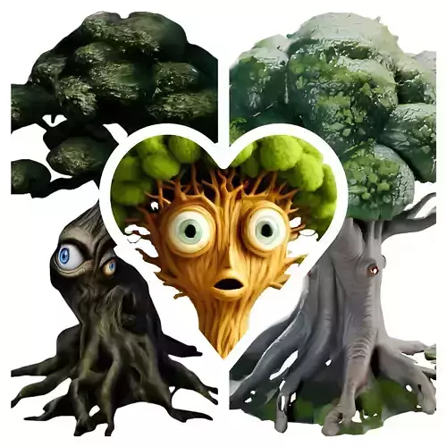 Whimsical Tree Characters Set 3D print model