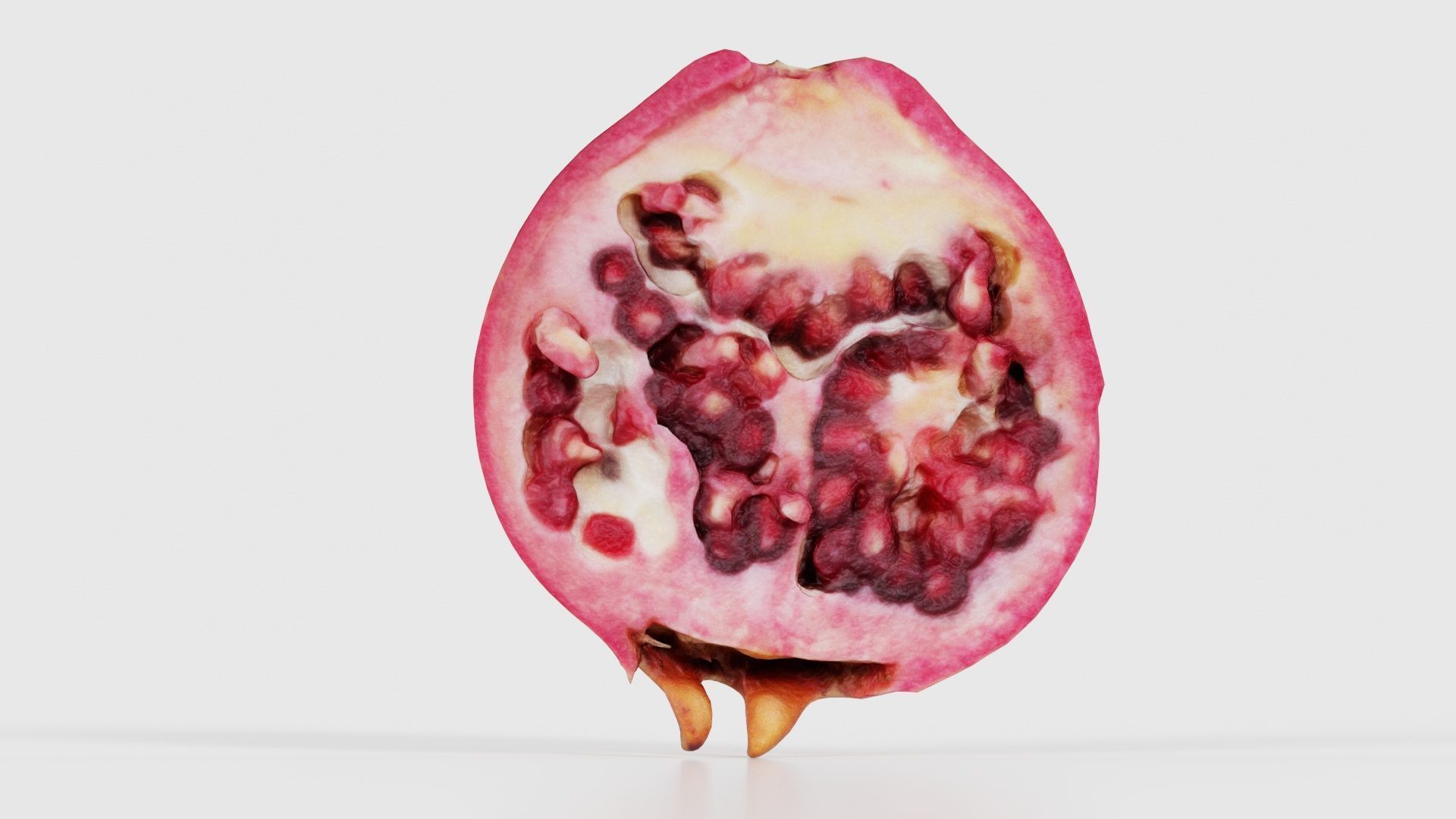 Pomegranate Half 2 Low-poly 3D model_16