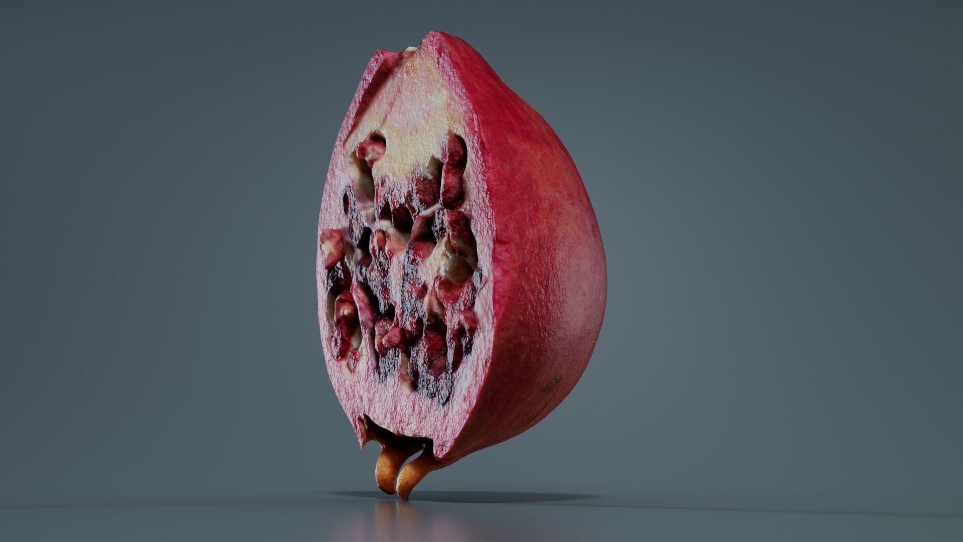 Pomegranate Half 2 Low-poly 3D model_4
