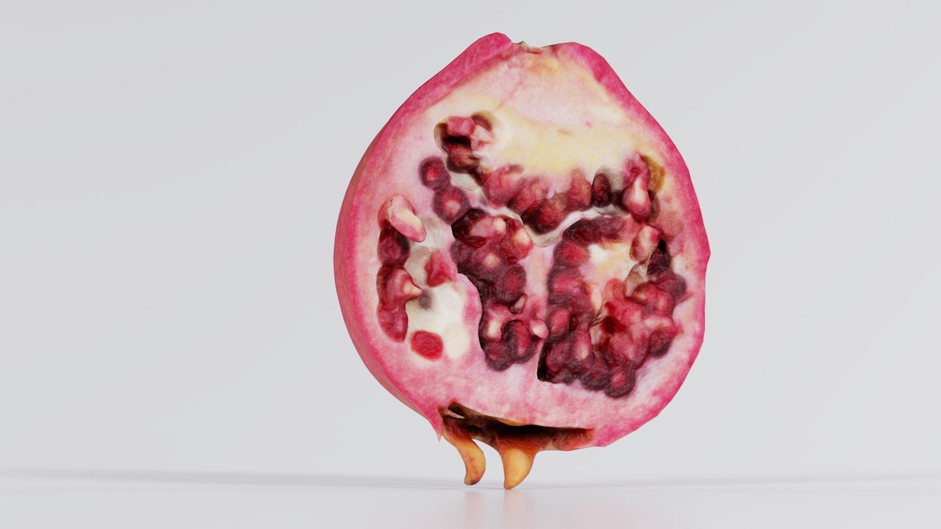 Pomegranate Half 2 Low-poly 3D model_7