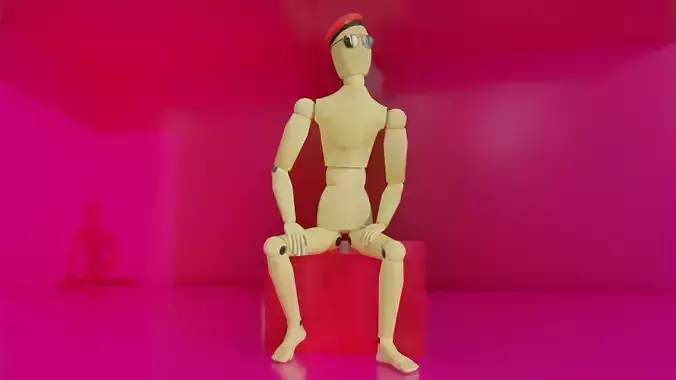 Rigged Wooden Sketch Mannequin Low-poly 3D model 