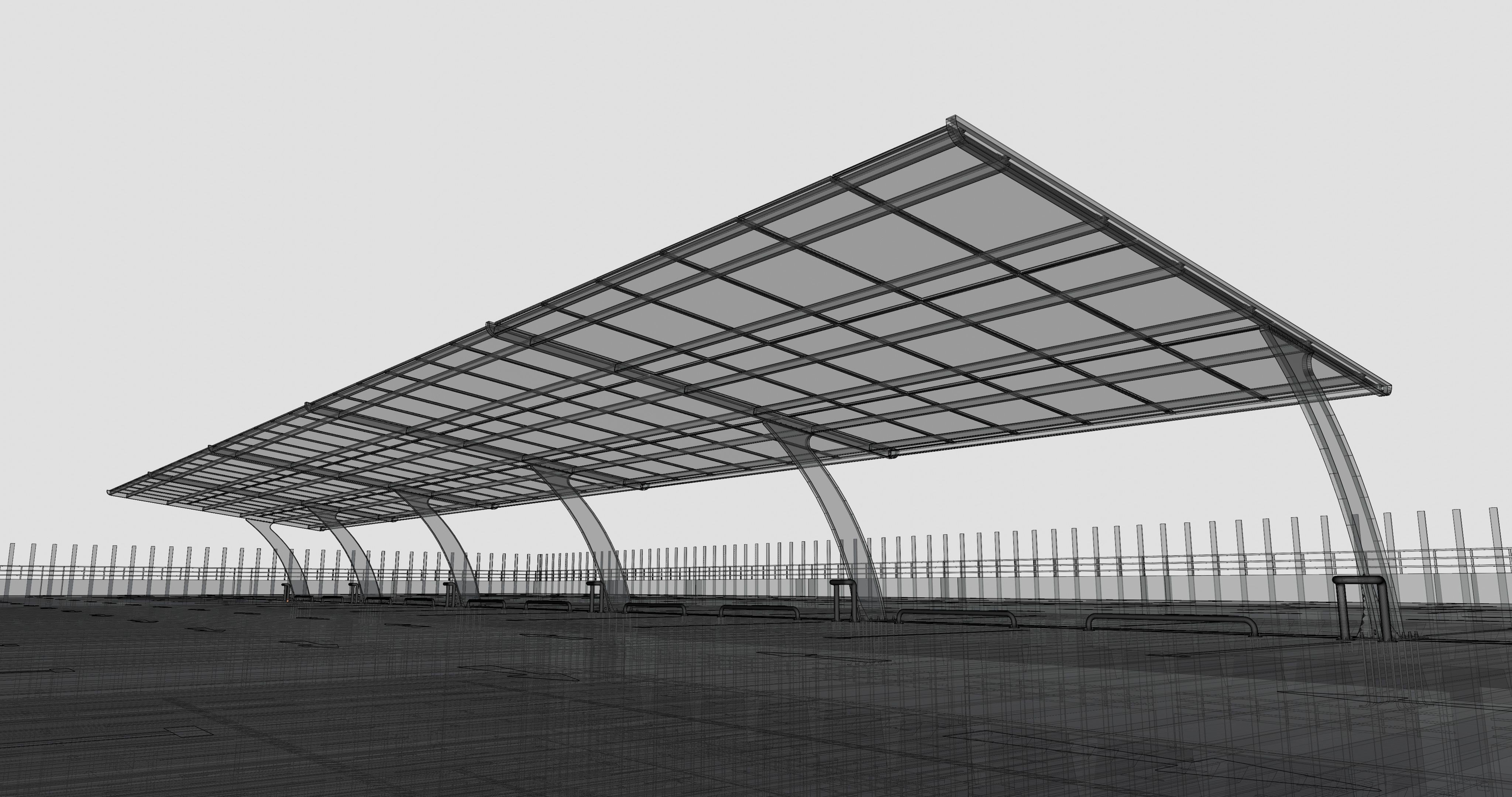 10 Cars L Type Modern Solar Carport 3D model_33