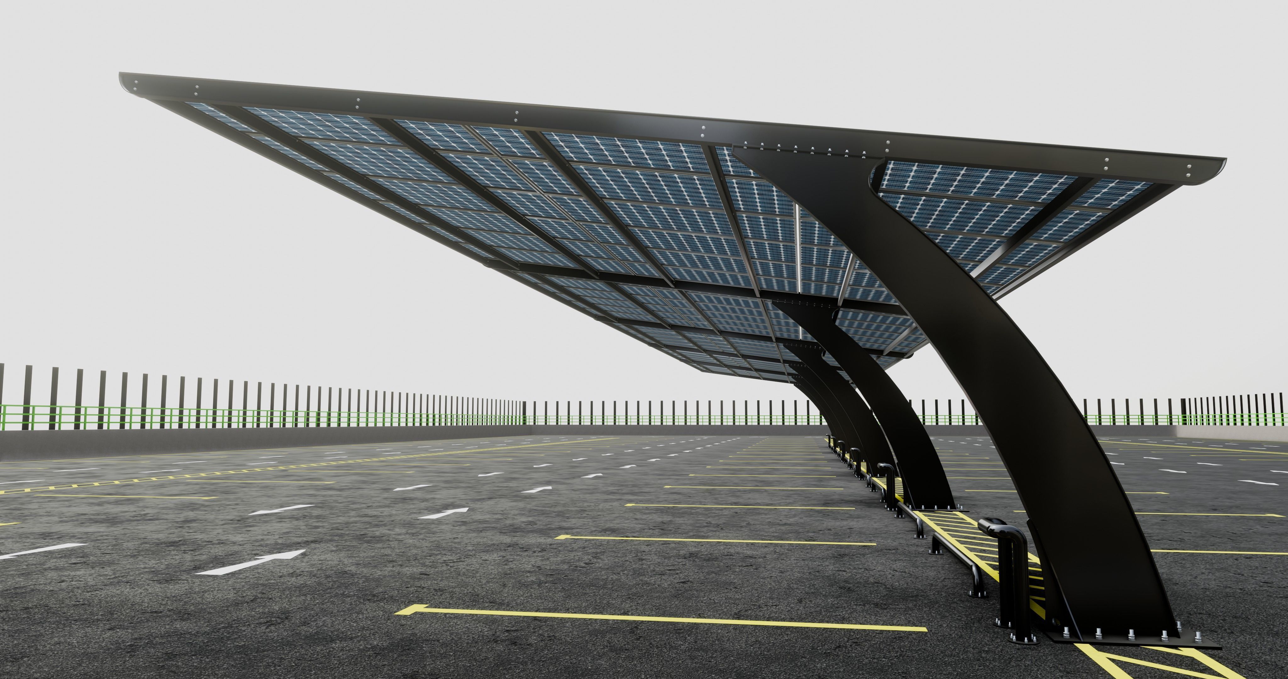 10 Cars L Type Modern Solar Carport 3D model_18