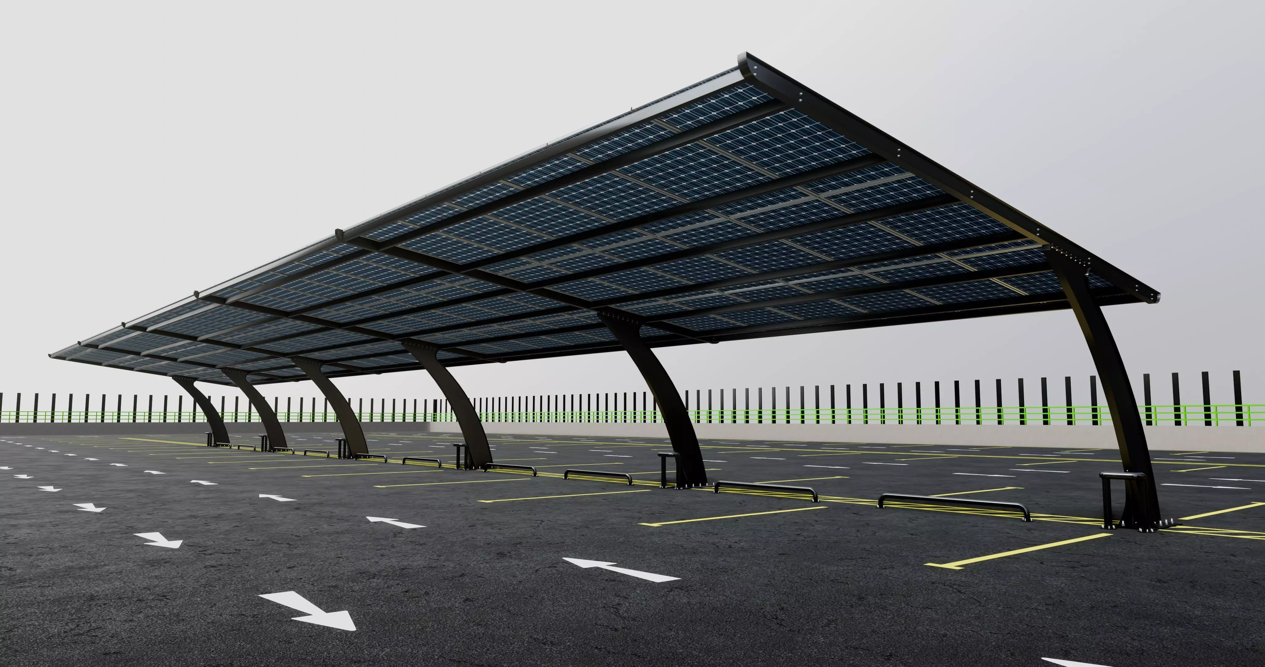 10 Cars L Type Modern Solar Carport 3D model_0