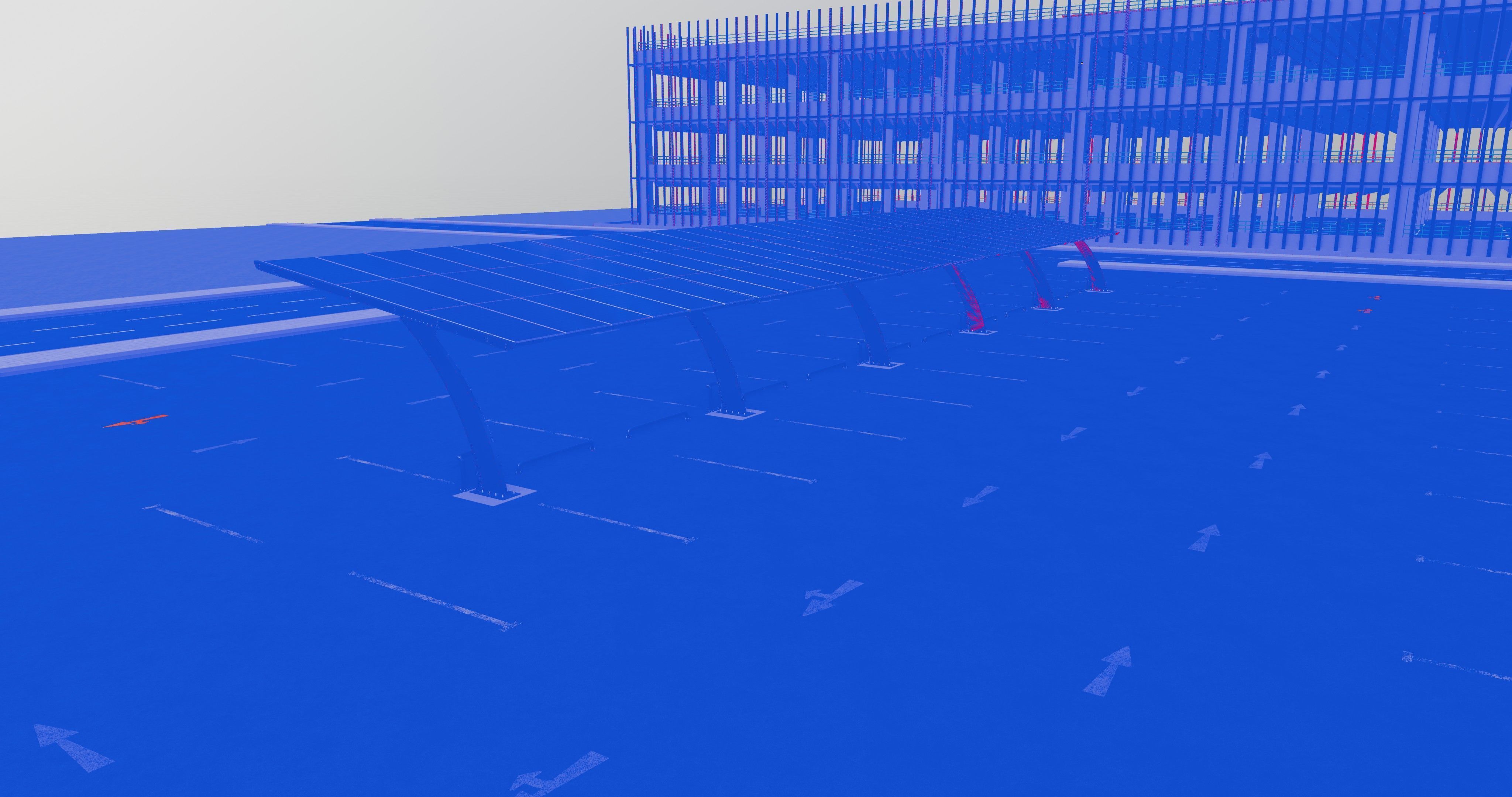 10 Cars L Type Modern Solar Carport 3D model_27