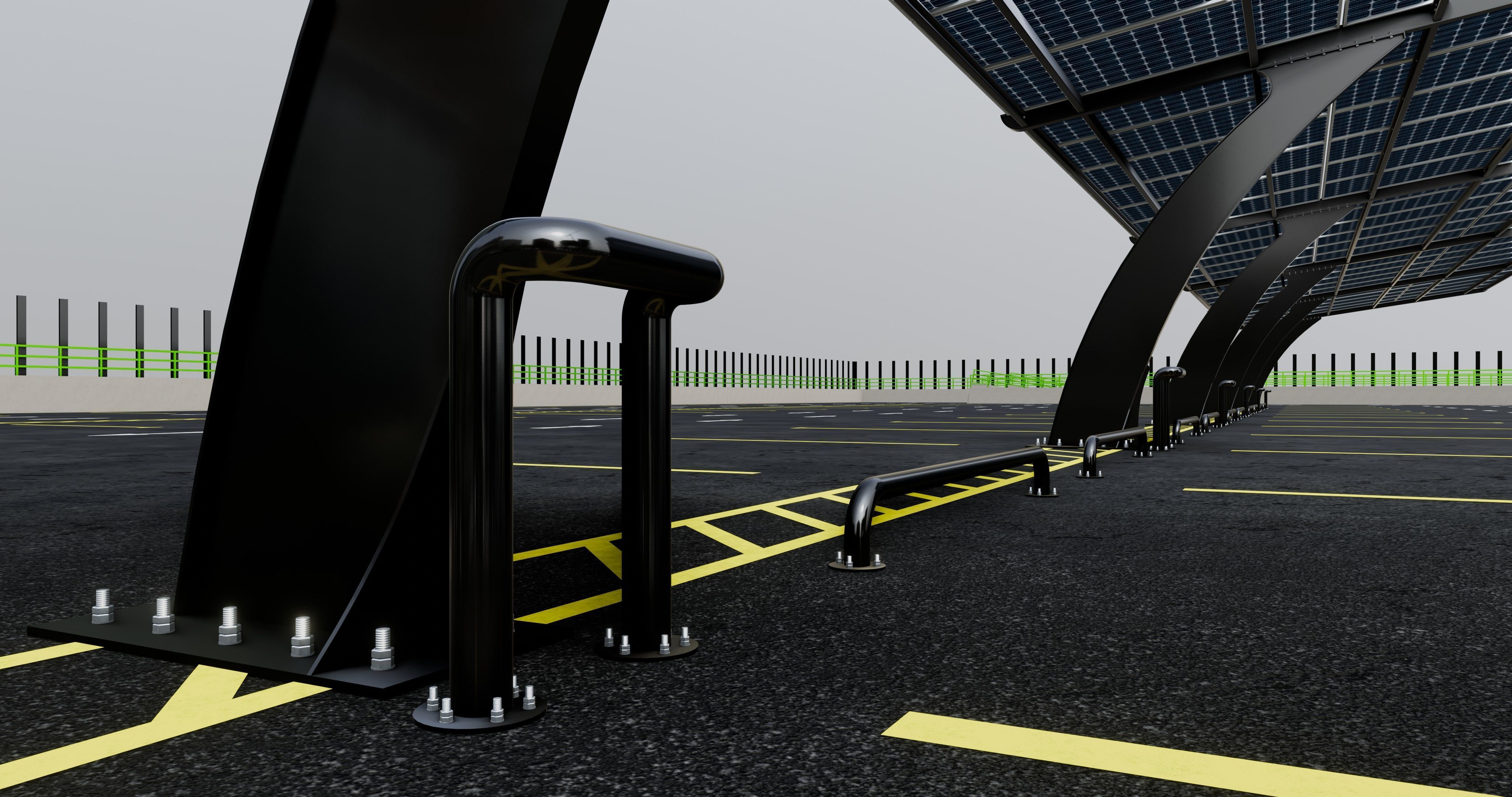10 Cars L Type Modern Solar Carport 3D model_20