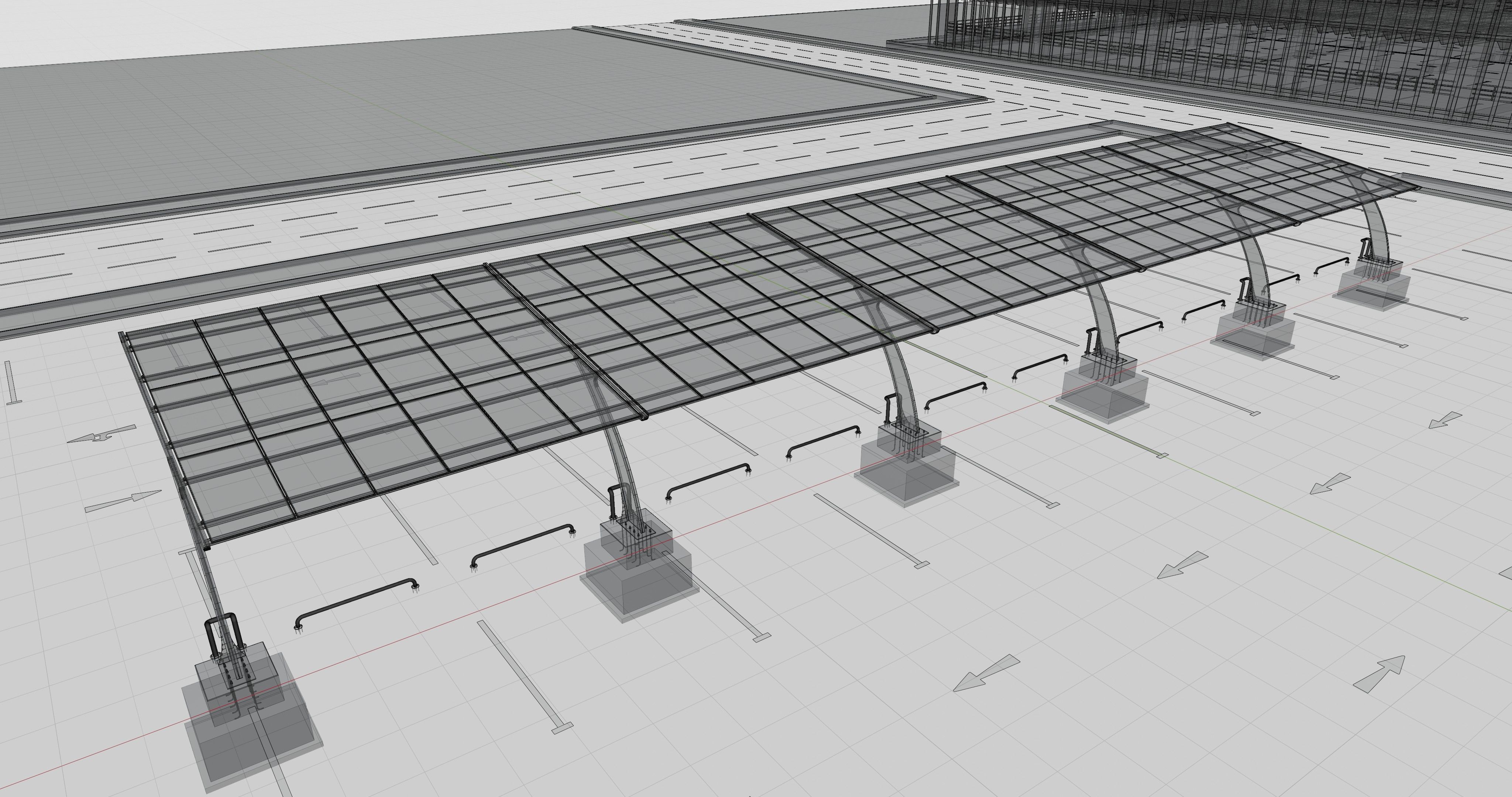 10 Cars L Type Modern Solar Carport 3D model_28