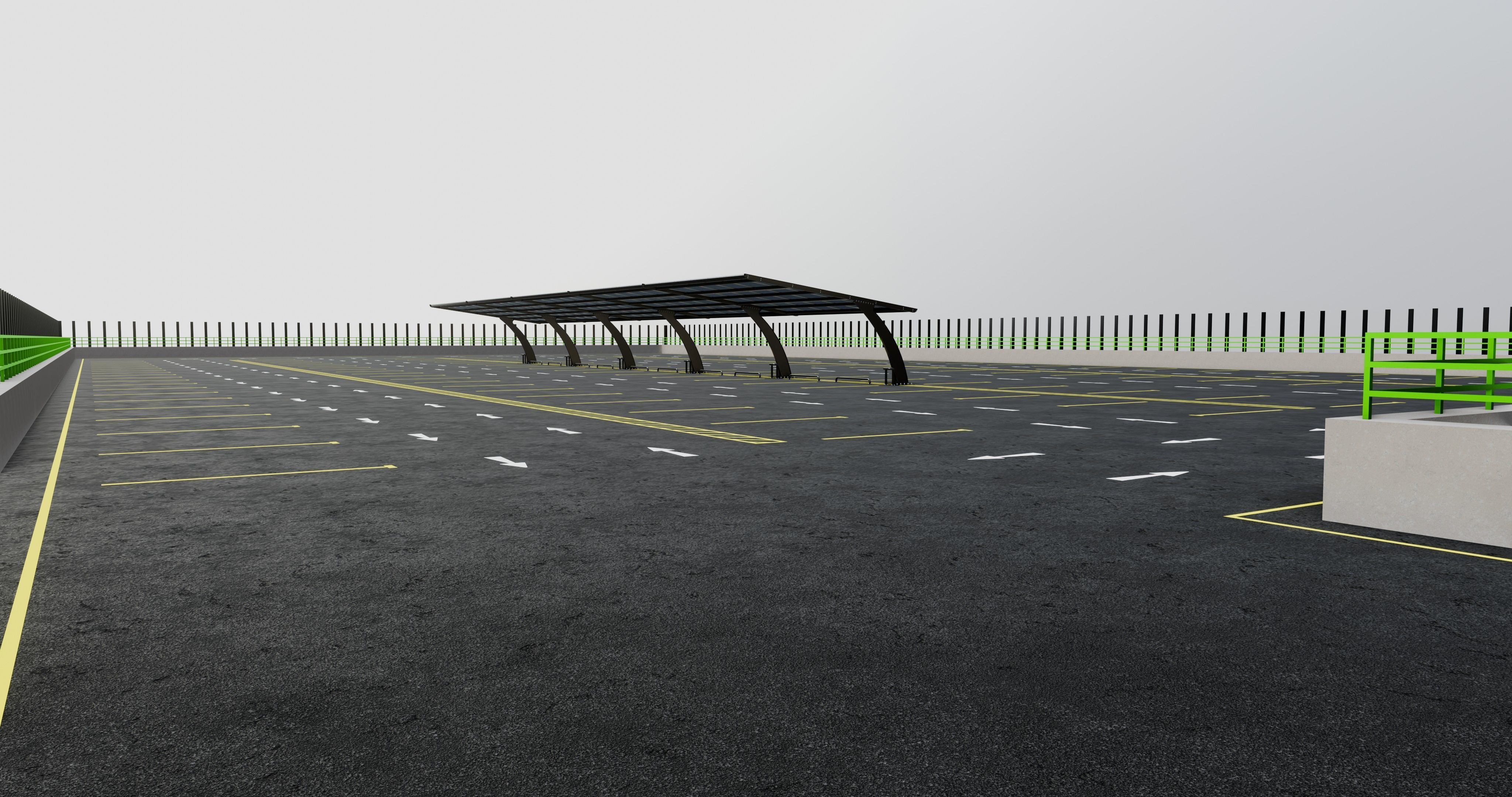 10 Cars L Type Modern Solar Carport 3D model_14