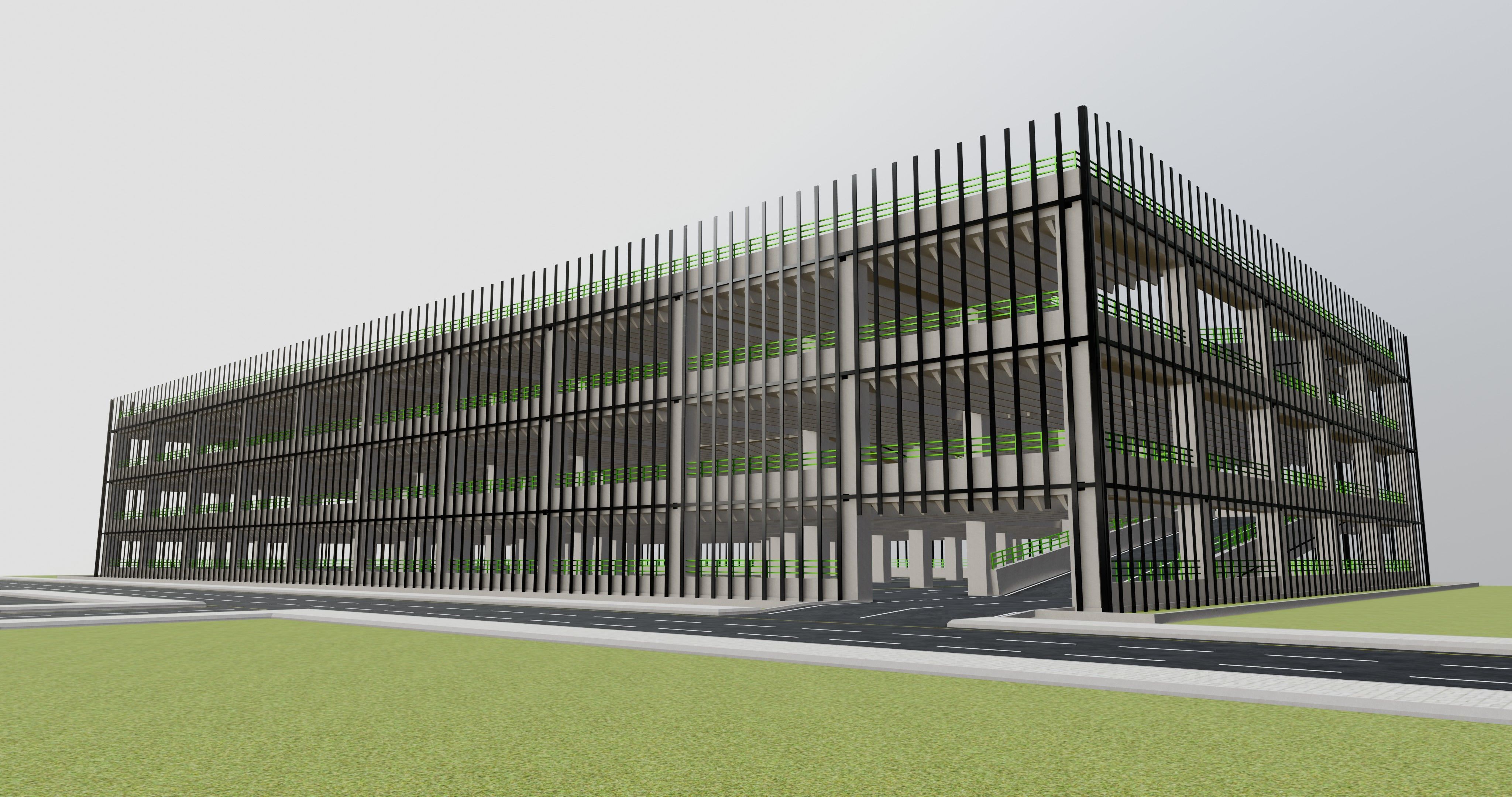 10 Cars L Type Modern Solar Carport 3D model_12