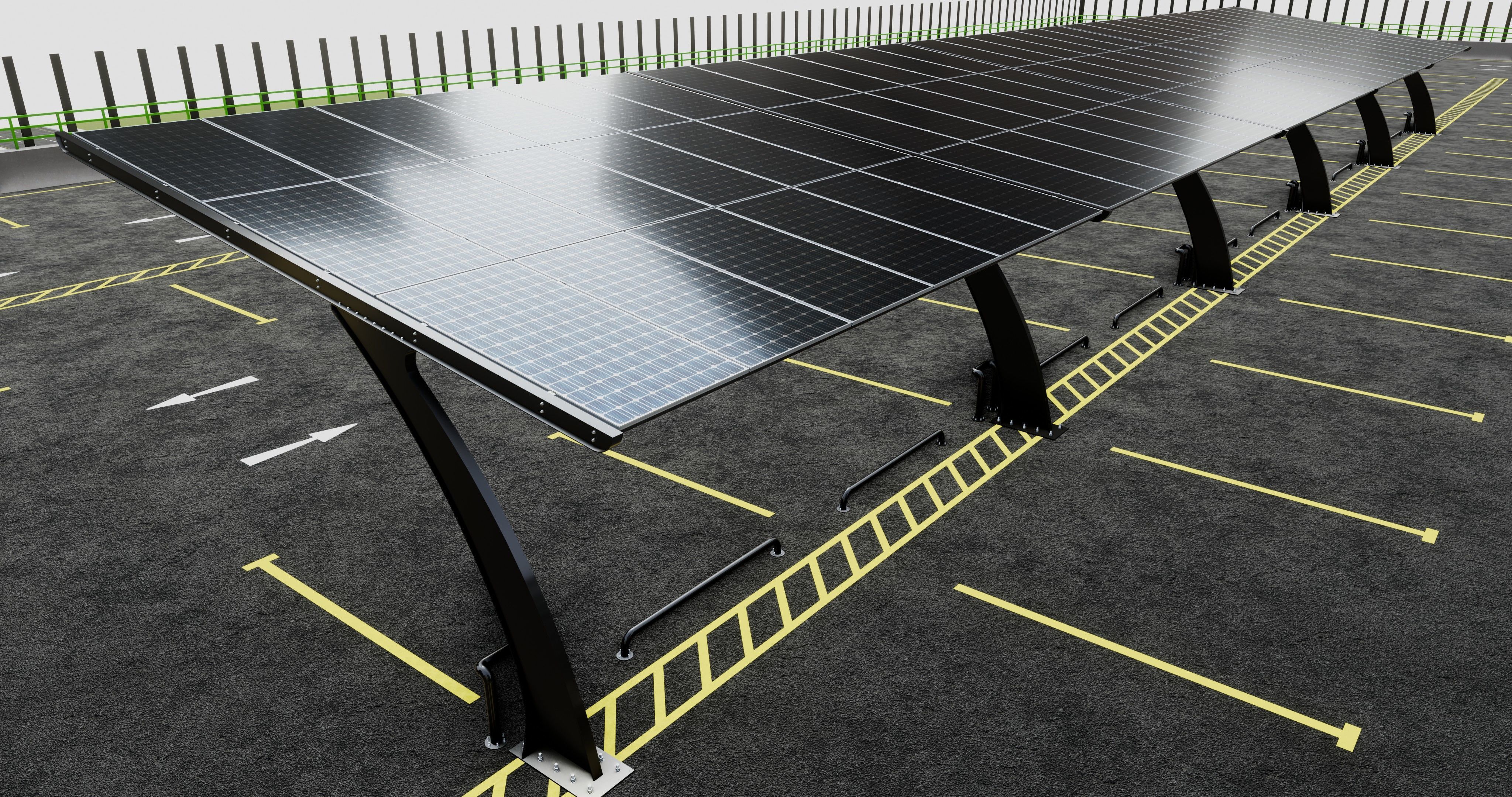 10 Cars L Type Modern Solar Carport 3D model_17