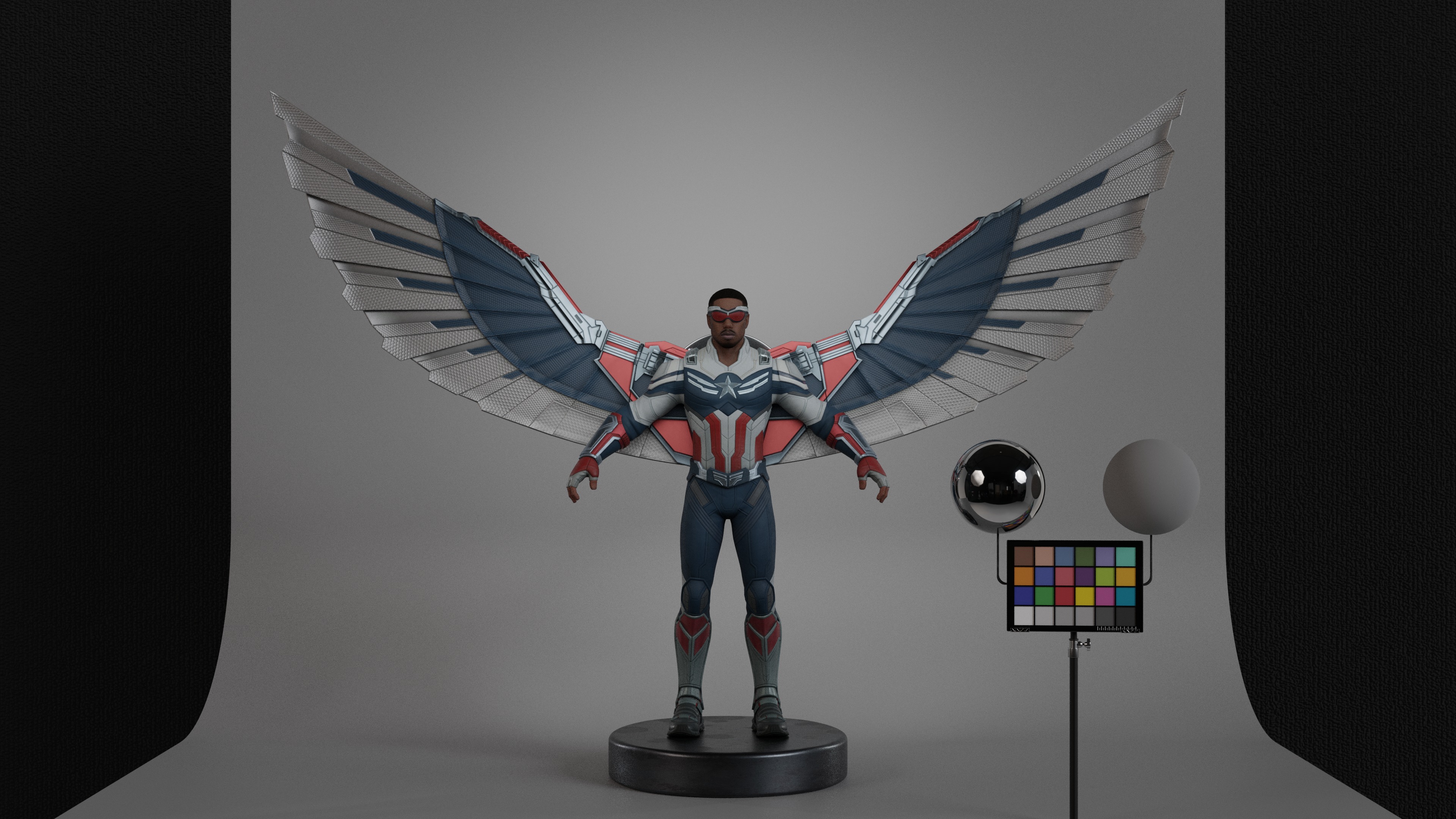 Captain America - Sam Wilson Low-poly 3D model_1