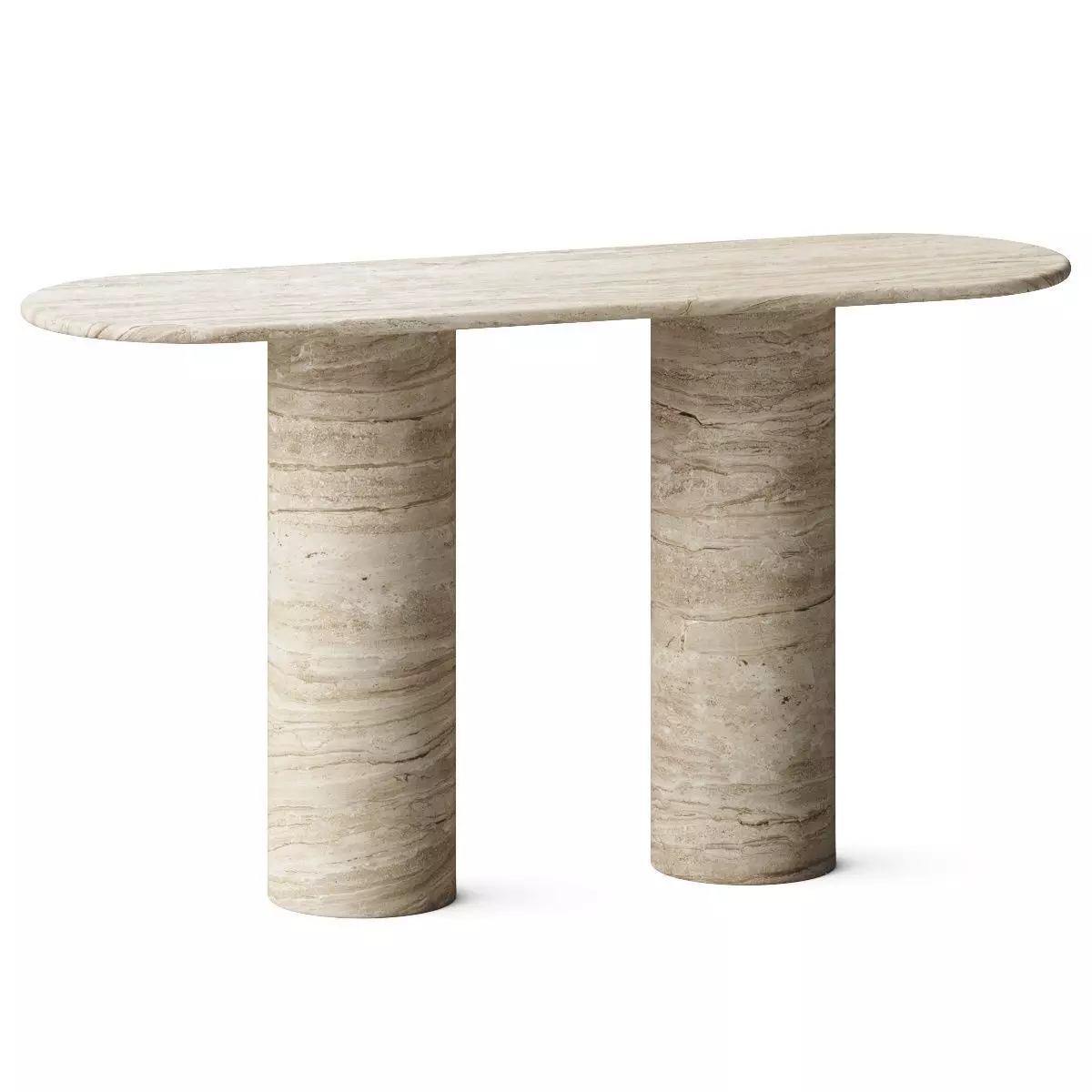 Urban Mood Matteo Modern Travertine Console Table 3D model_0