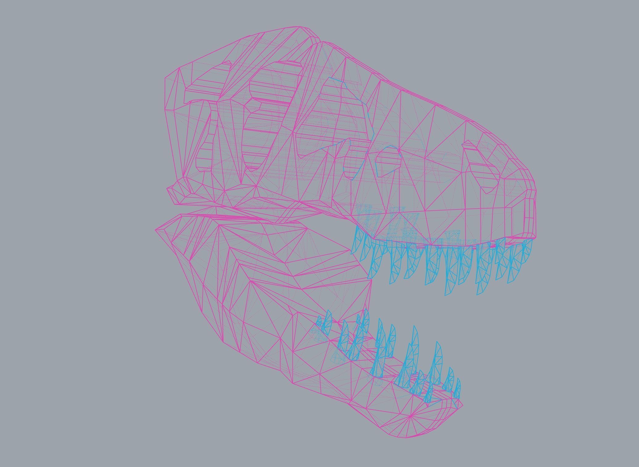 T-Rex Skull Low Poly Free 3D model_4