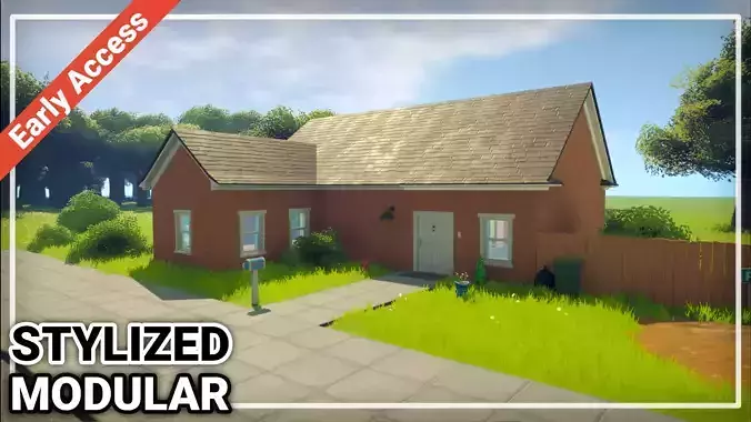 Surburban Modular Stylized Pack Low-poly 3D model