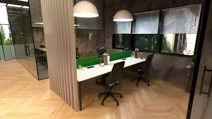 OFFICE DESIGN MODERN OFFICE SCENE  3DSMAX CORONA RENDER