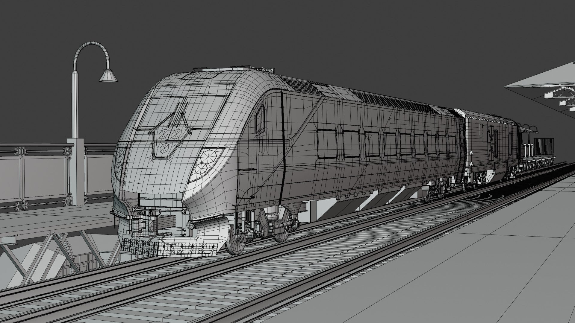 American train station V 3D model_4