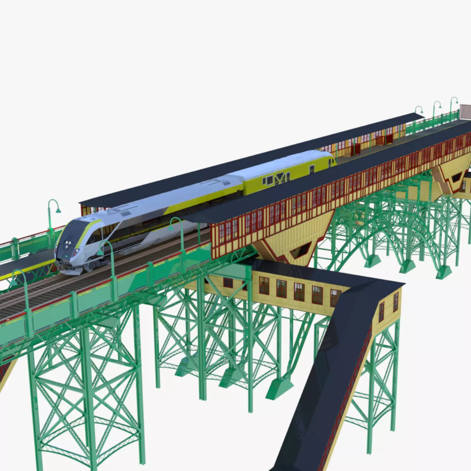 American train station V 3D model_0