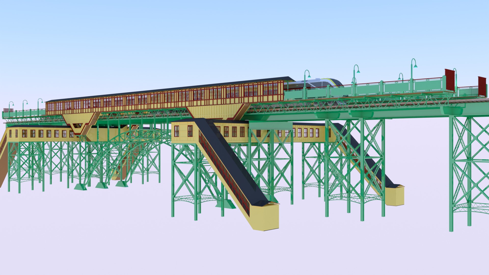 American train station V 3D model_6