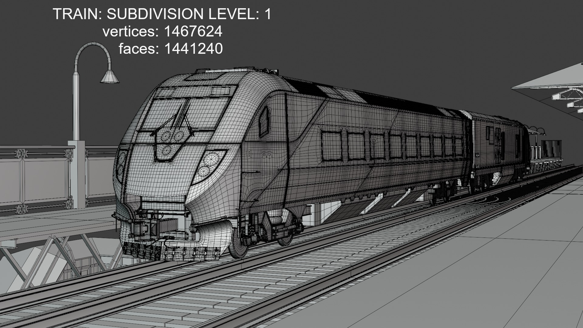 American train station V 3D model_5