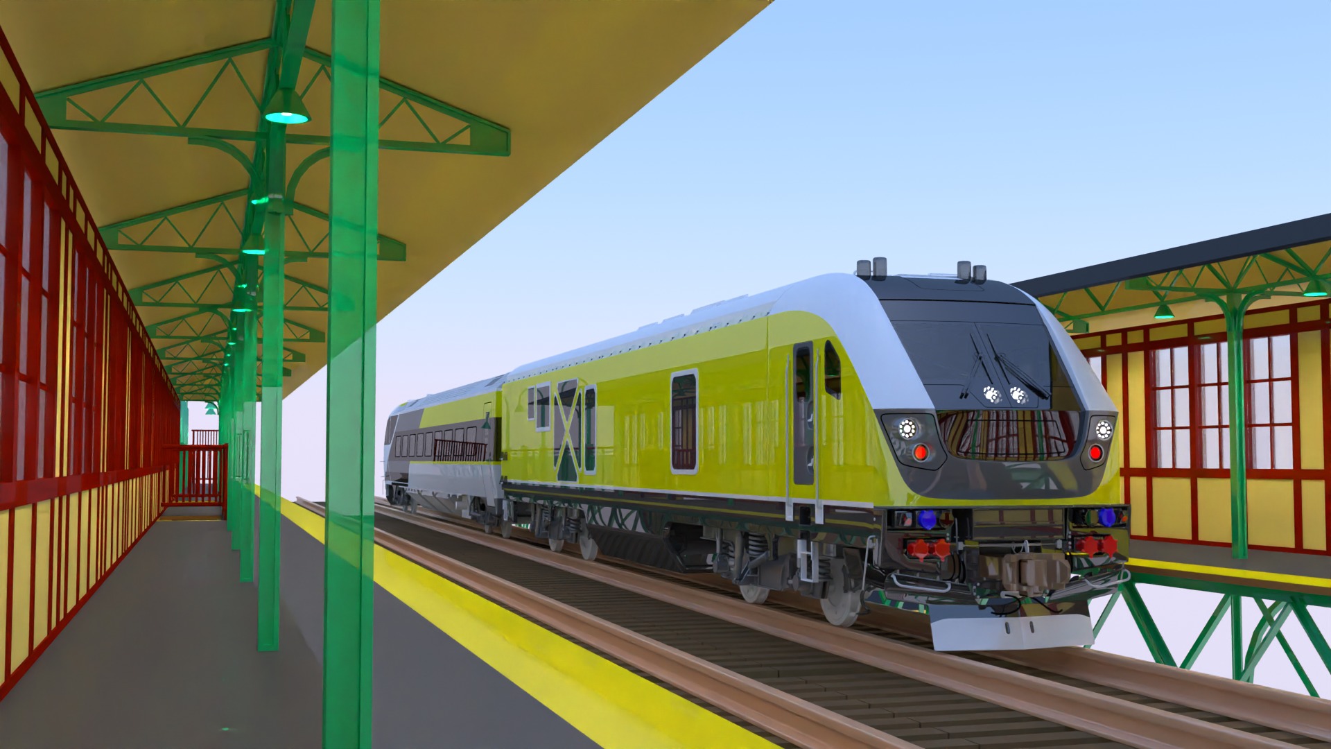 American train station V 3D model_7