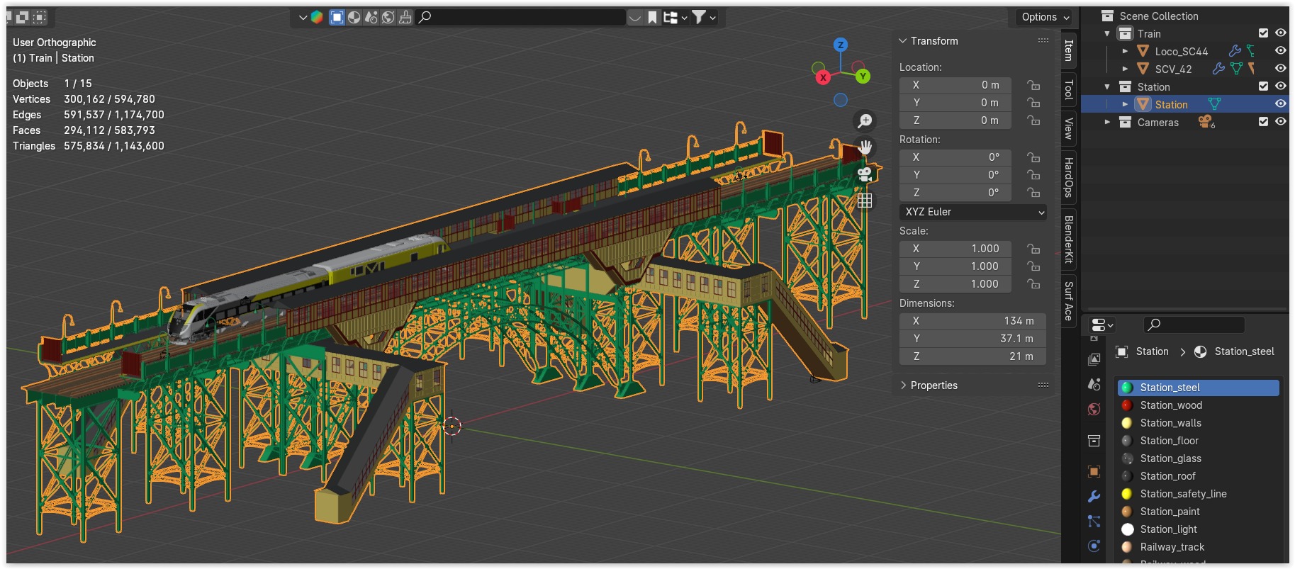 American train station V 3D model_12
