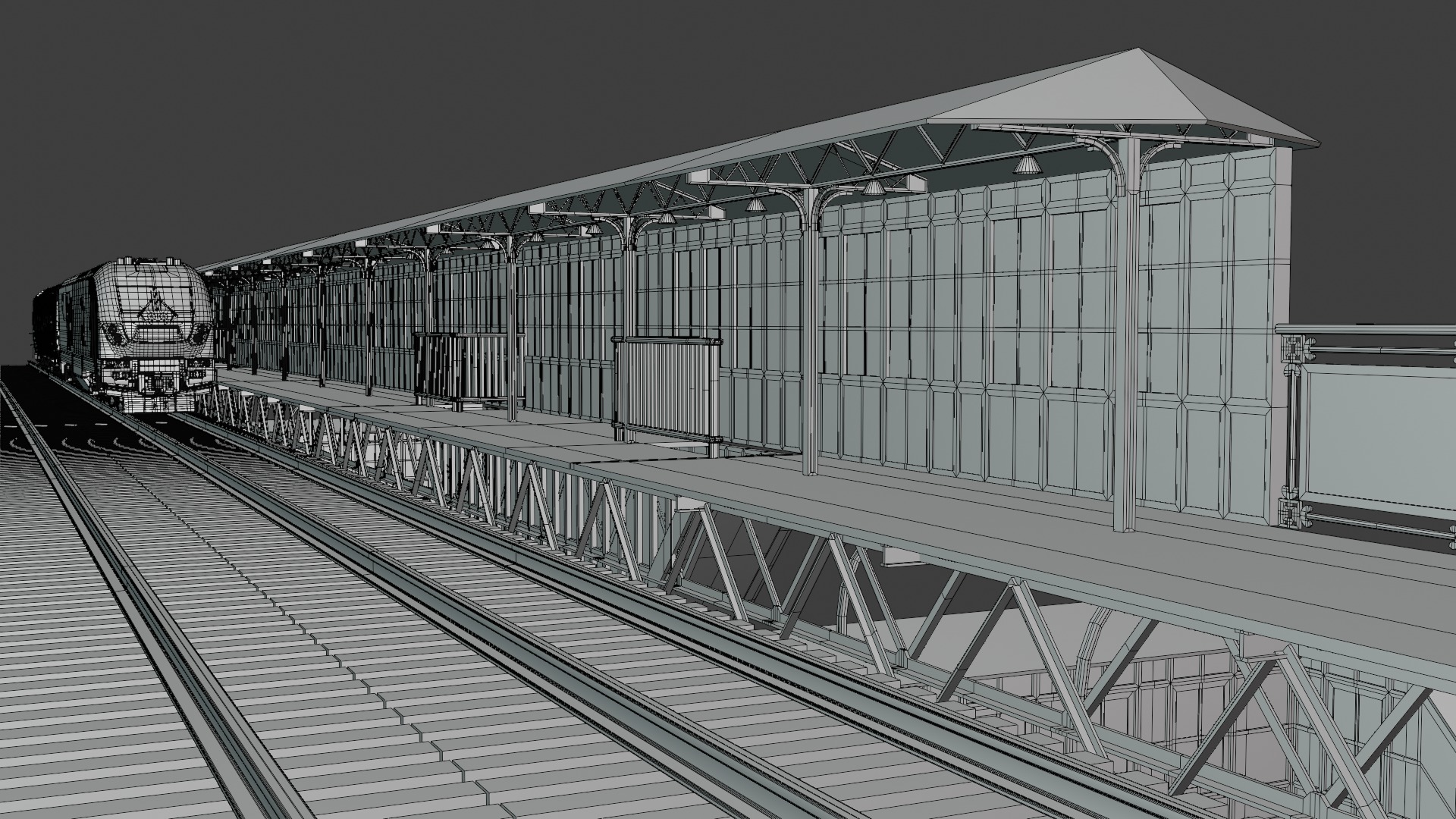 American train station V 3D model_11