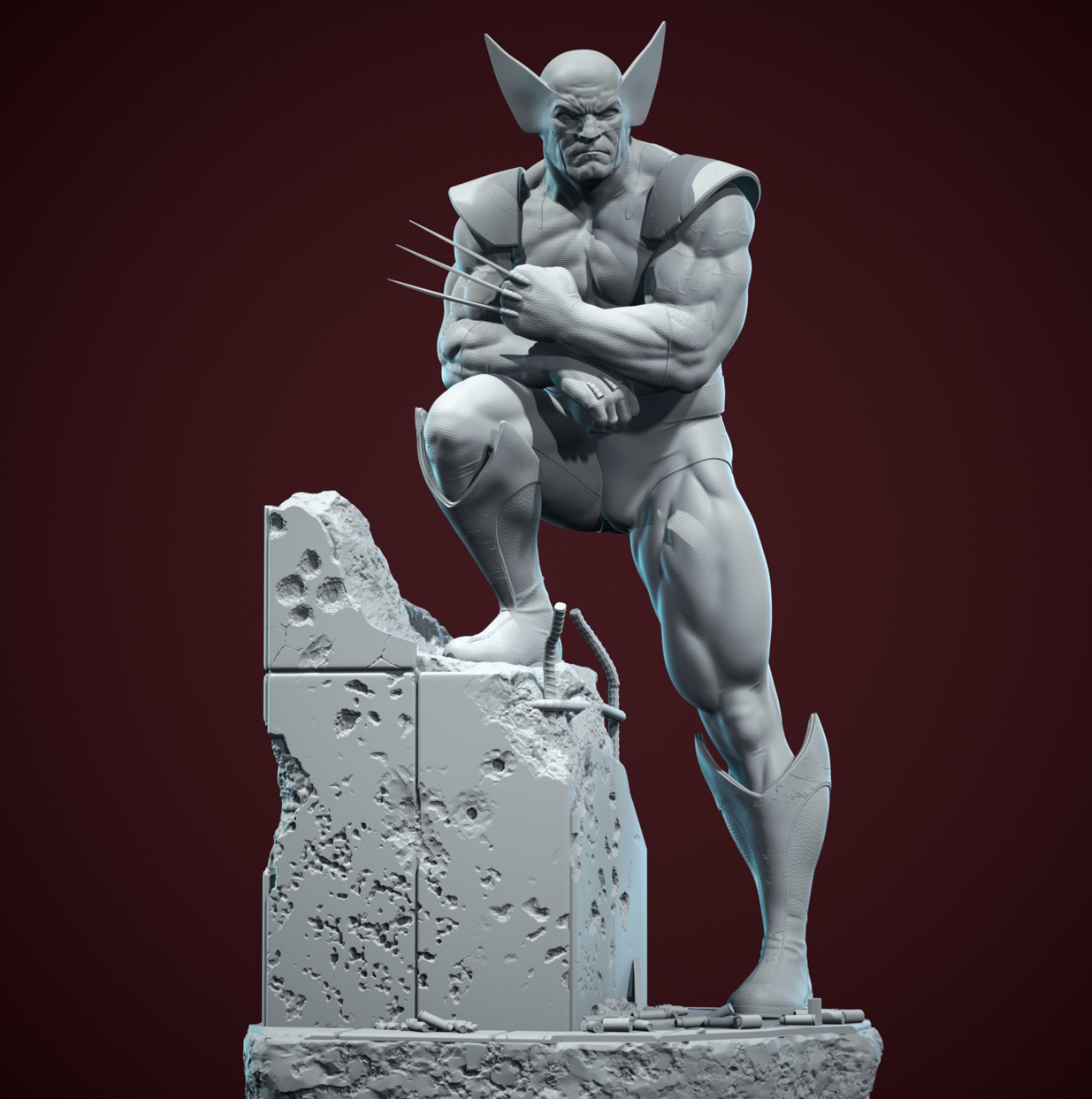 Wolverine statue for 3d printing 3D print model_4