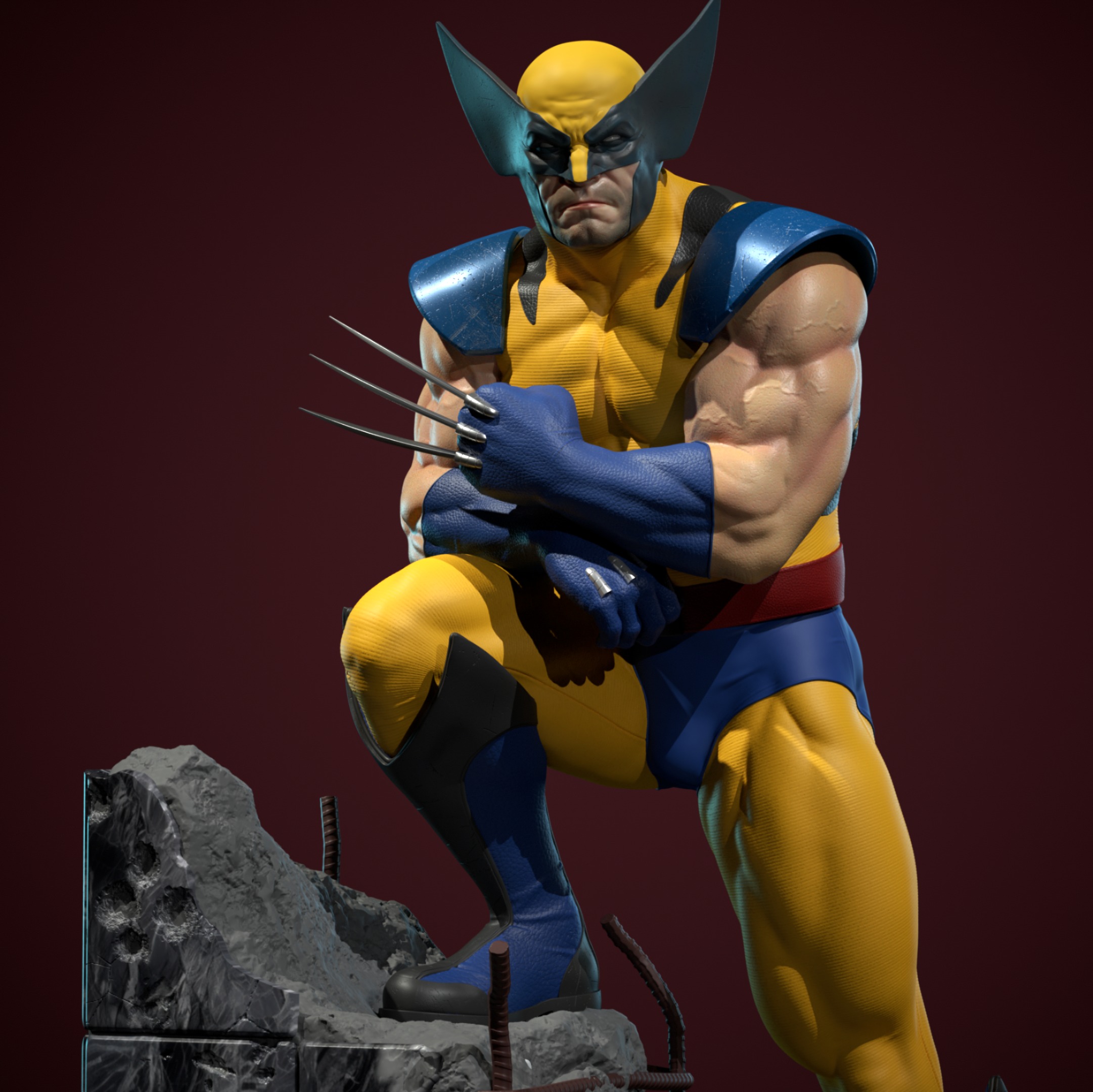 Wolverine statue for 3d printing 3D print model_5