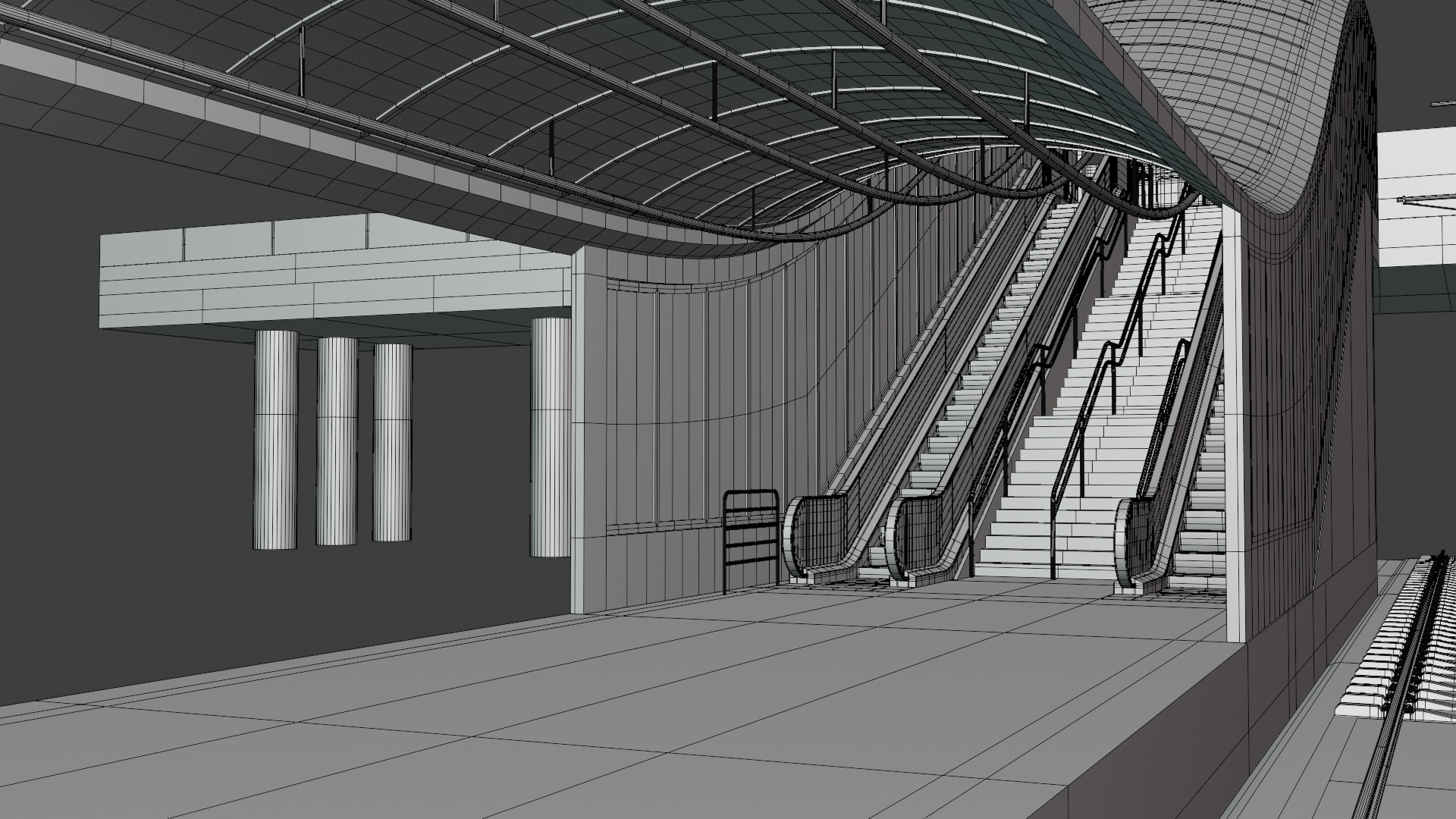 American train station IV 3D model_7